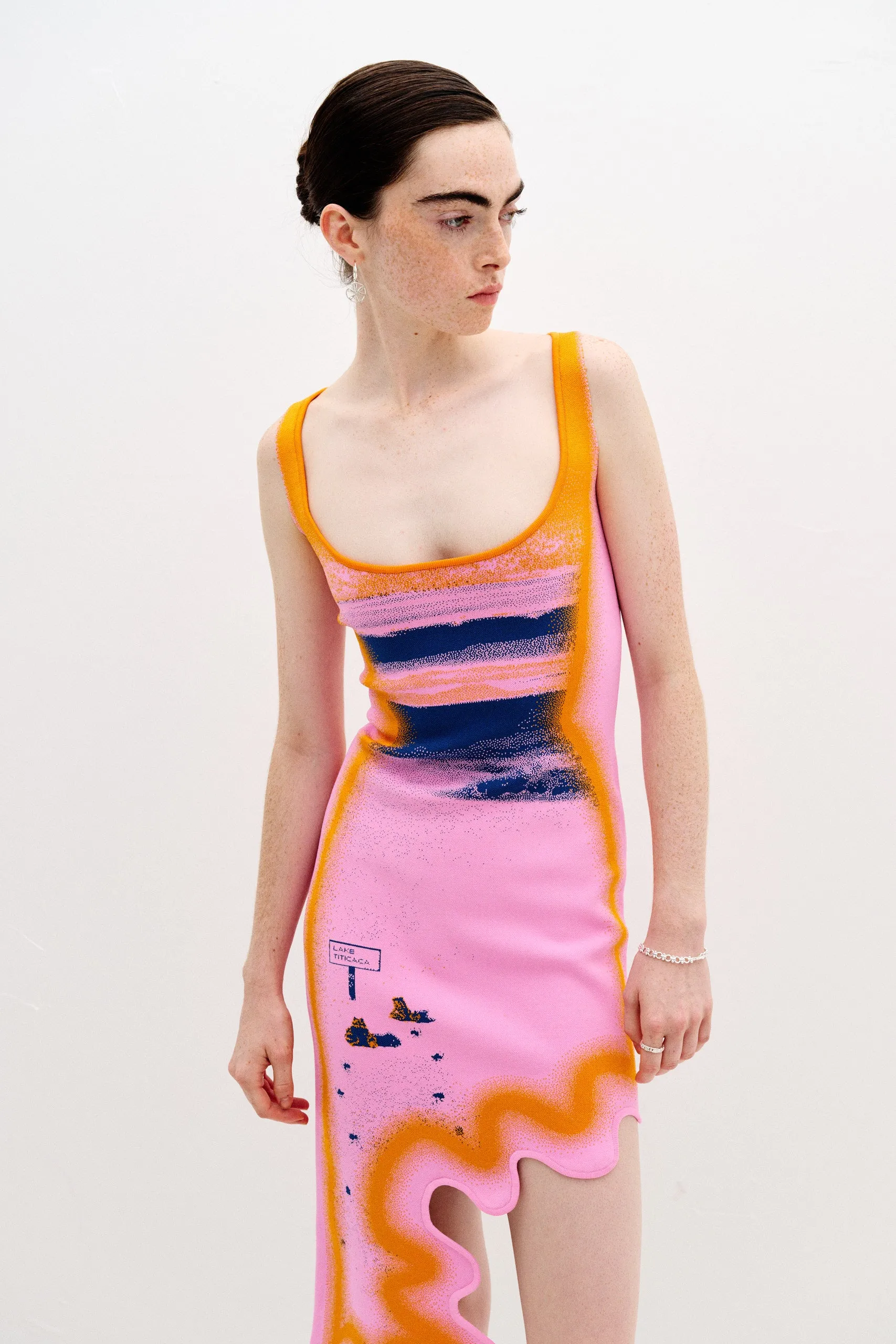 Empire-Waist Lounge Mode HAZEL REVERSIBLE WAVY ASYMMETRIC DRESS