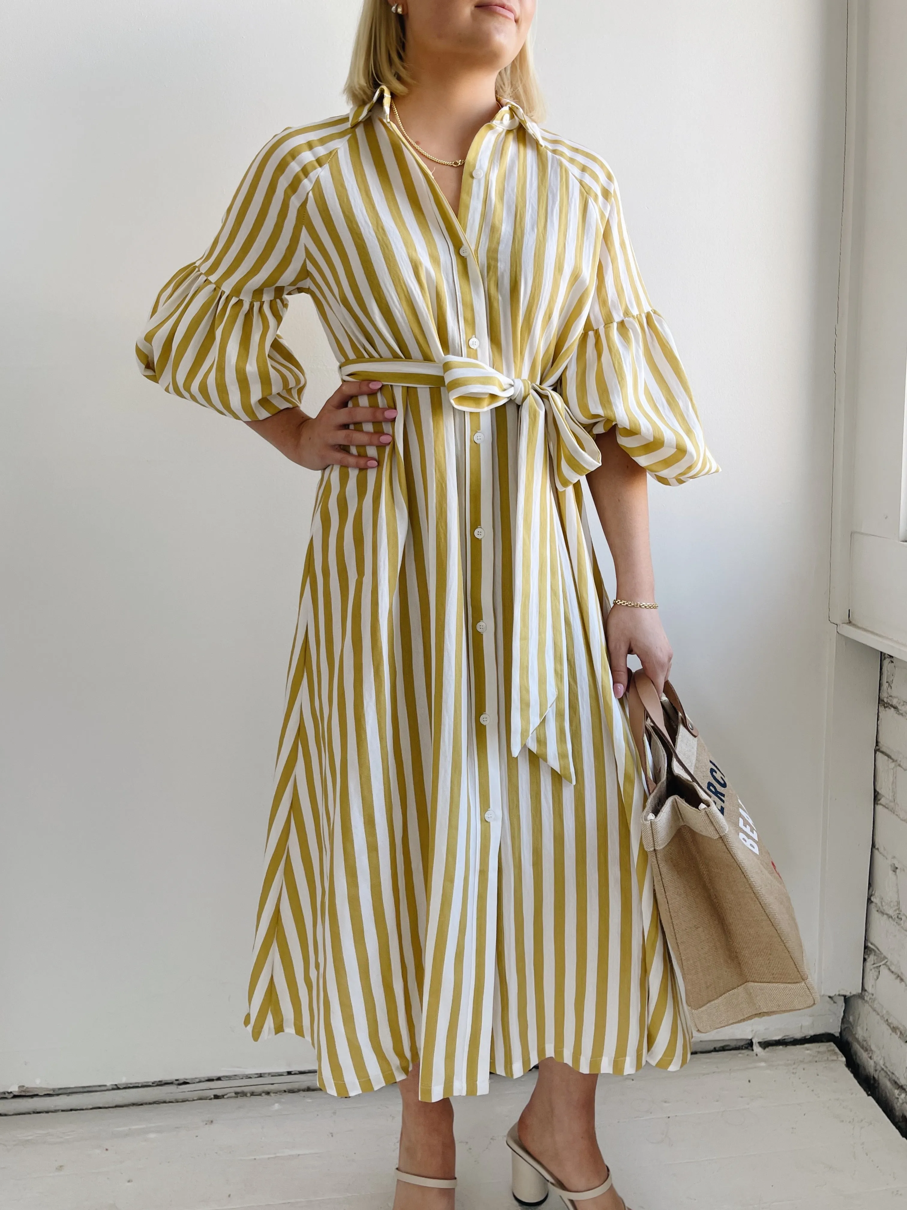 Versatile sundress Casual Pick Ischia Yellow Stripe Dress