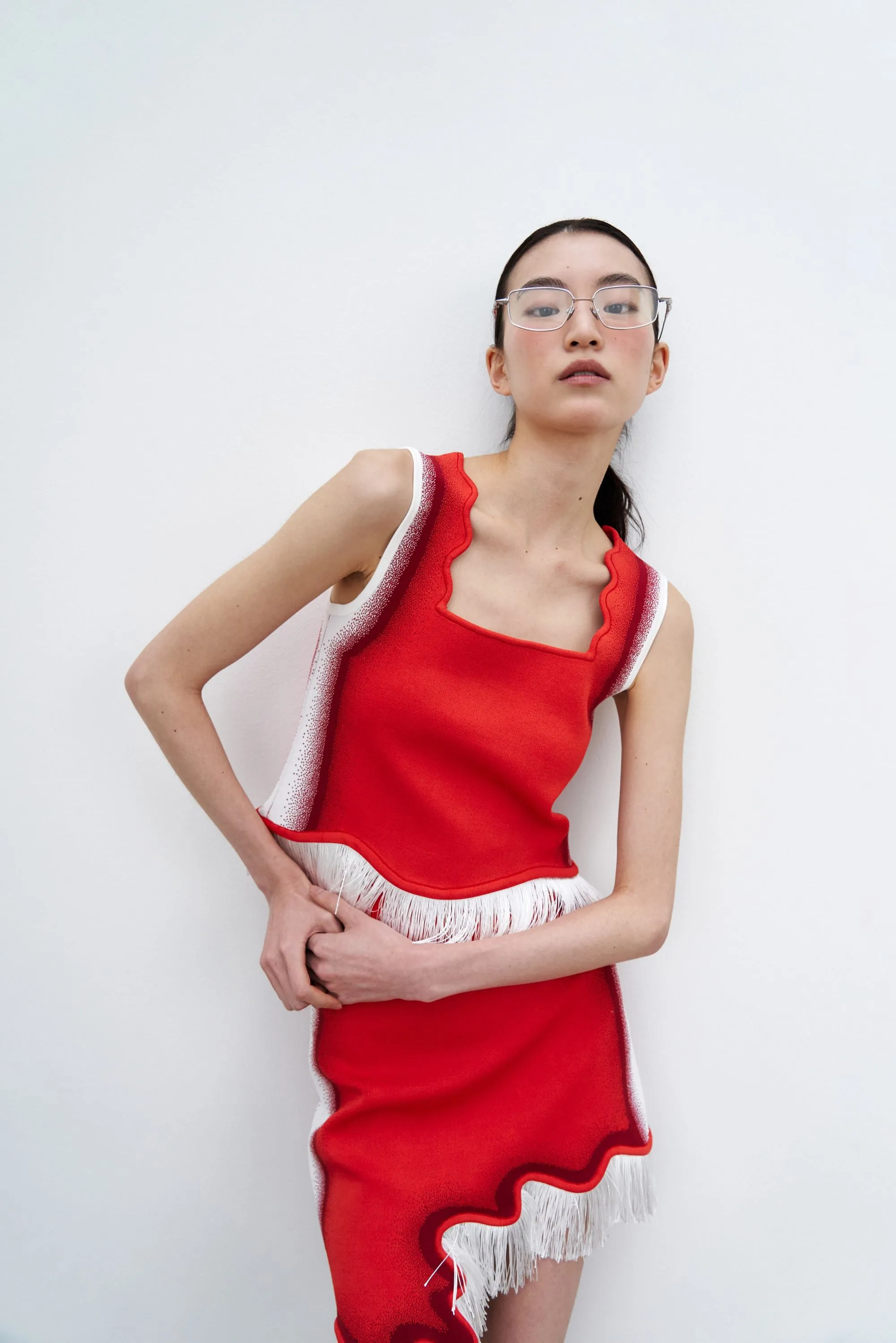 EMMA WAVY CROP TANK TOP WITH FRINGE Moisture Wicking Fabric