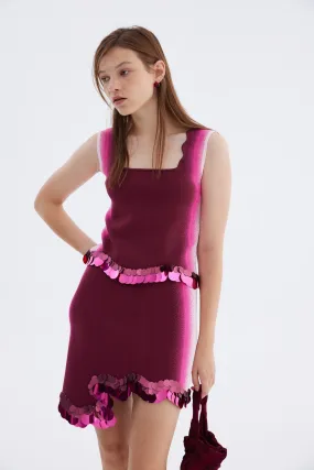 ReinforcedHem OdorResistantFinish EMMA WAVY CROP TANK TOP WITH SEQUINS