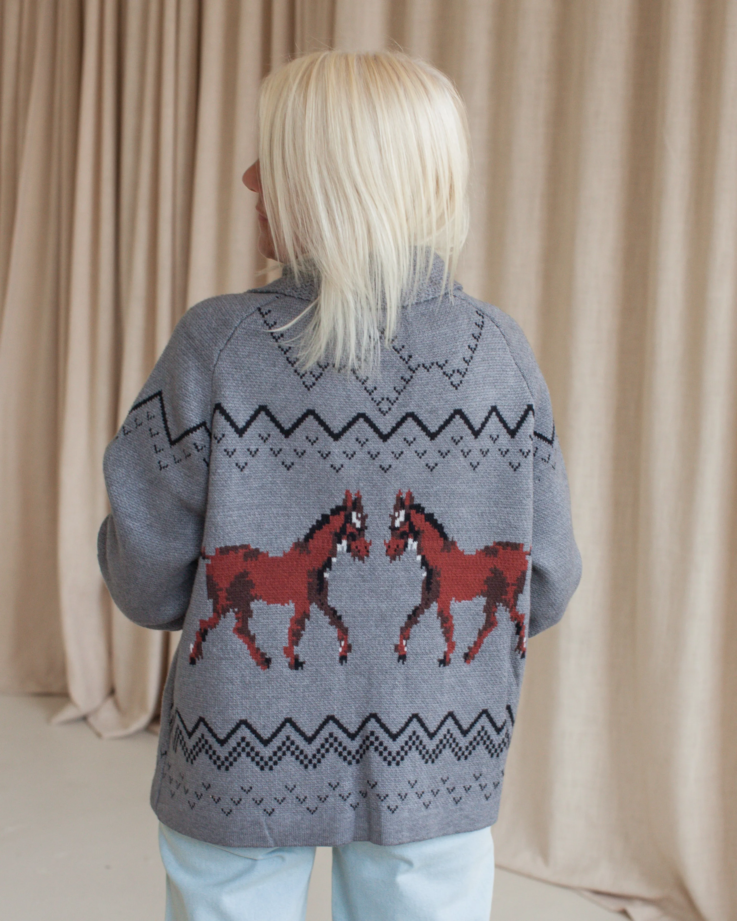 Equestrian Shawl Cardigan Cozy Shape High Density Weave