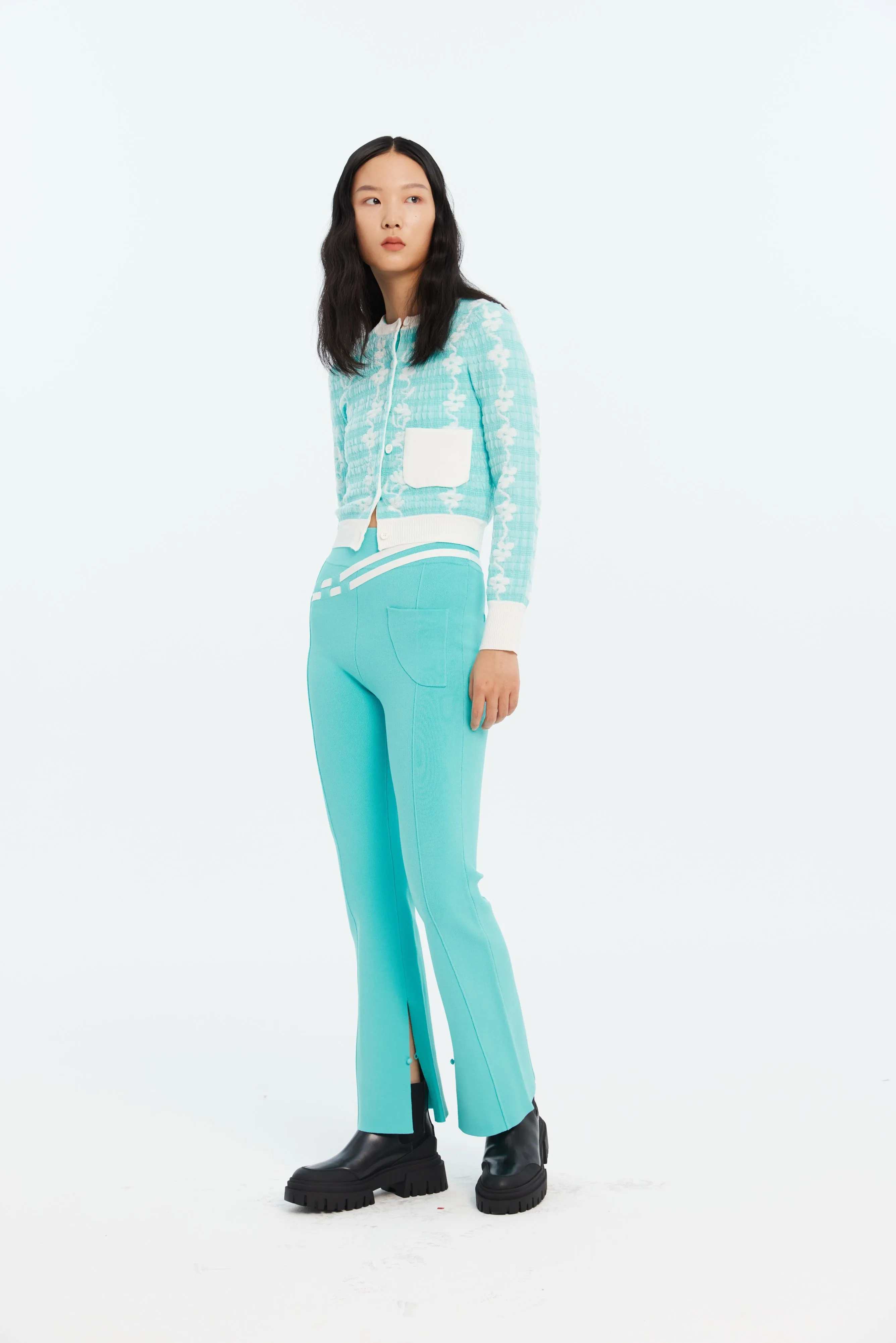 Elegant Cardigan Reflective Safety Trim STEVIE FLORAL STITCH ECO CARDIGAN