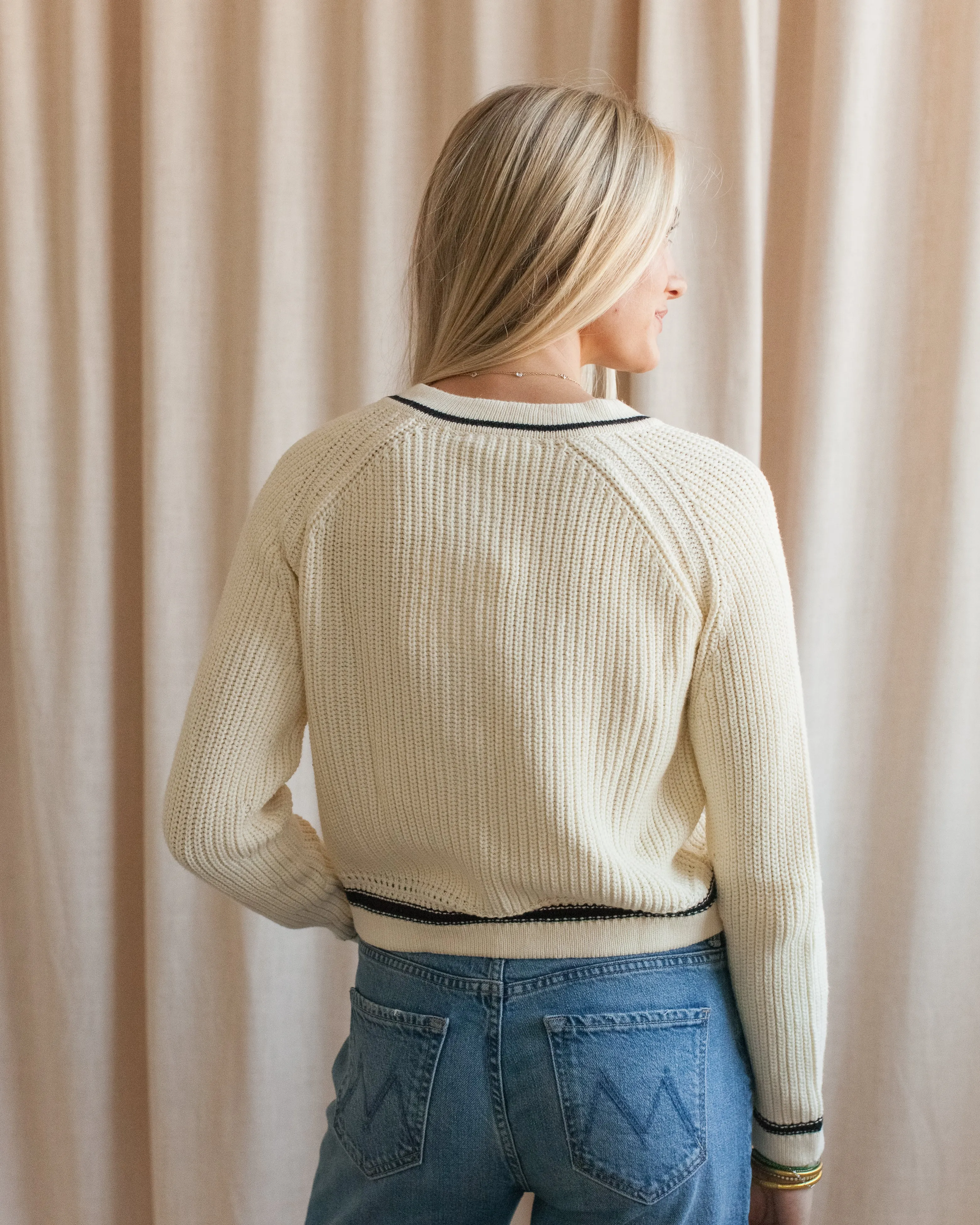 Anti Pilling Surface Breathable Core Esme Contrast Cardigan - Ivory