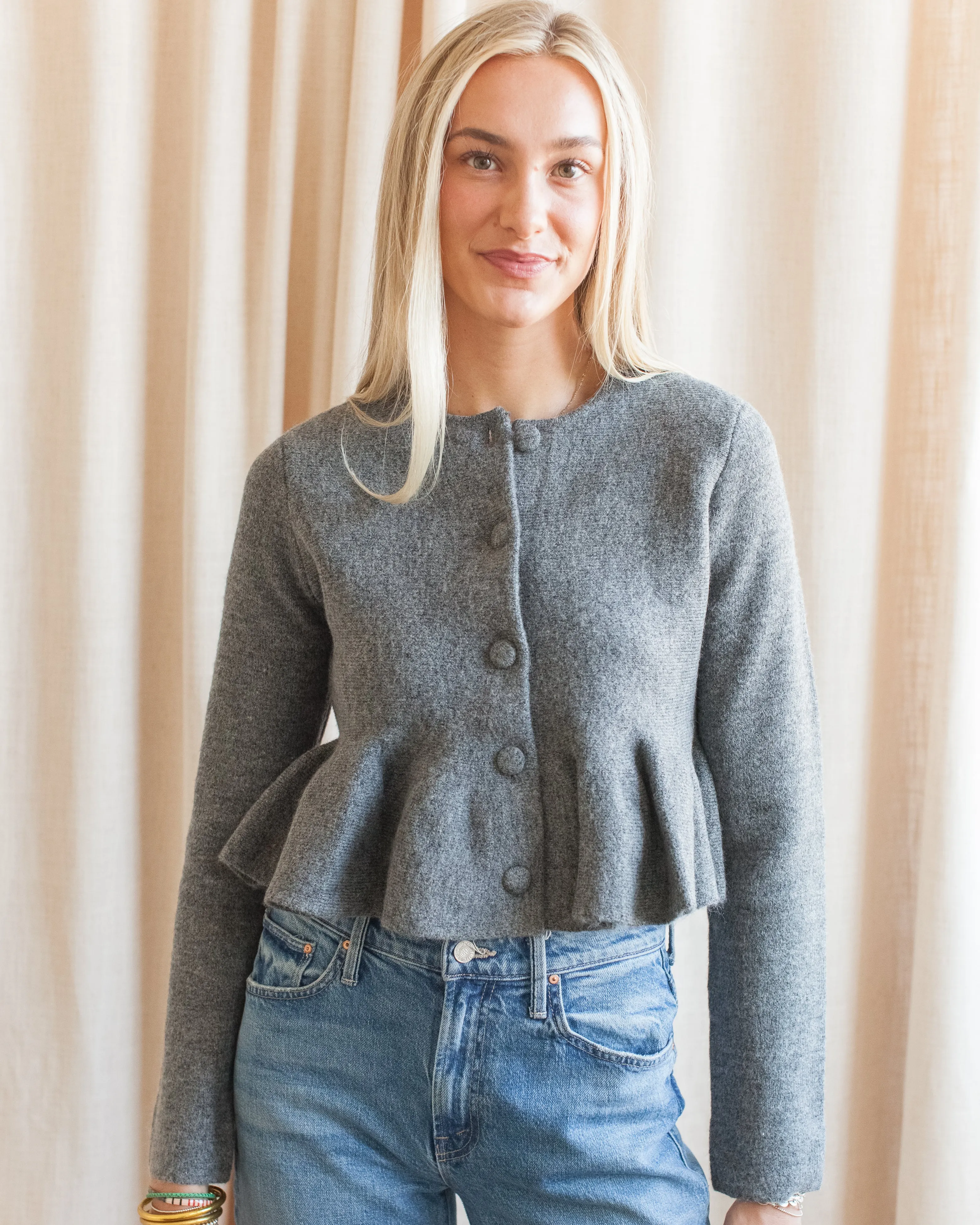 Chilly Comfort Look Peplum Knit Jacket