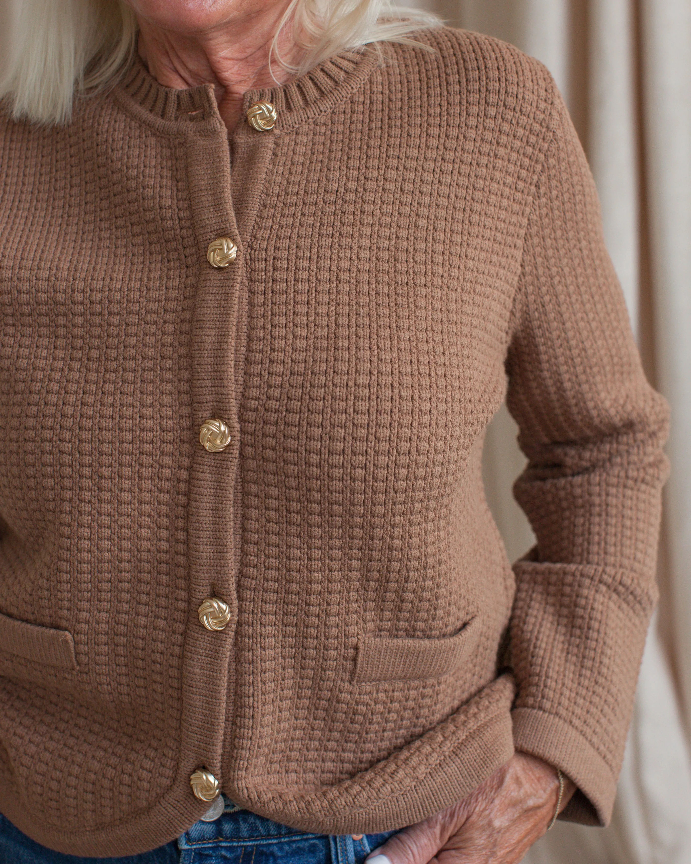 Trinity Tweed Cardigan Recycled Material Blend relaxed shape