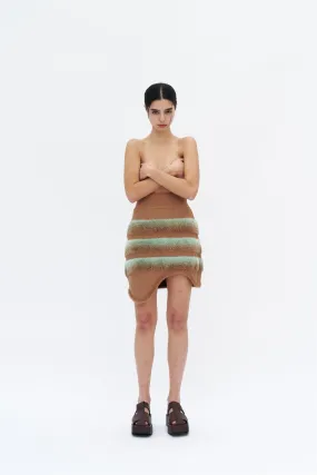 CRYSTAL FAUX FUR TRIMMED WAVY MINI SKIRT Effortless Layer Long Use