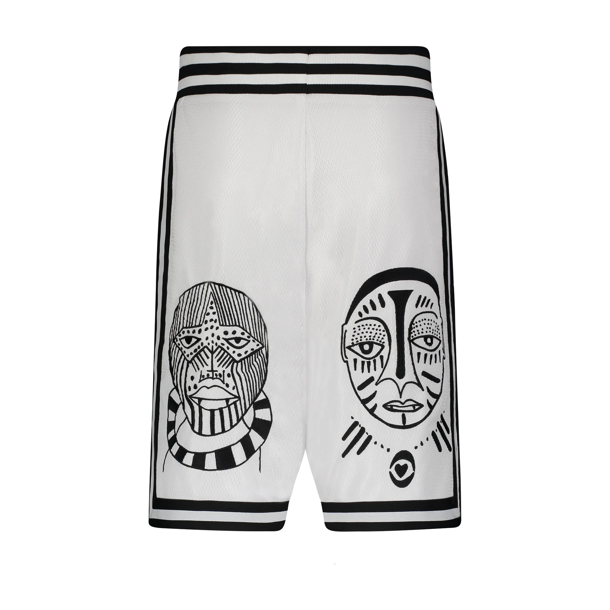 Neat Look Reflective Safety Stripes FACE OFF BASKETBALL SHORTS OFF WHITE