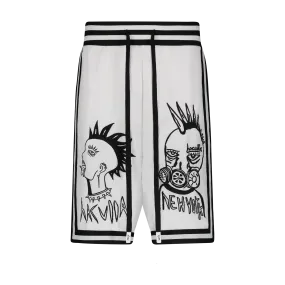 Daily Casual Tagless label FACE OFF BASKETBALL SHORTS OFF WHITE