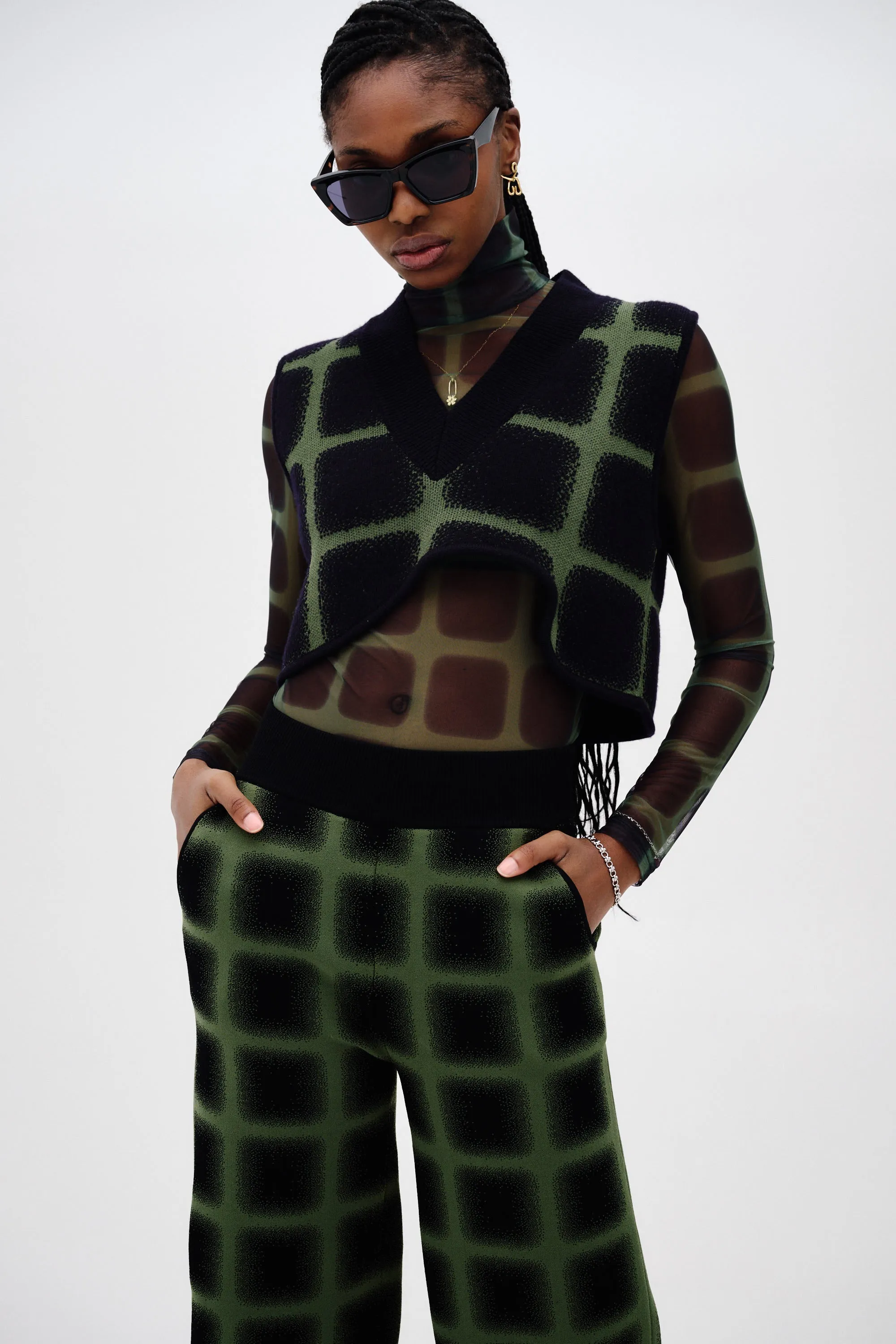 WaffleWeave SeamlessDesign REYNOLDS PLAID CROPPED VEST