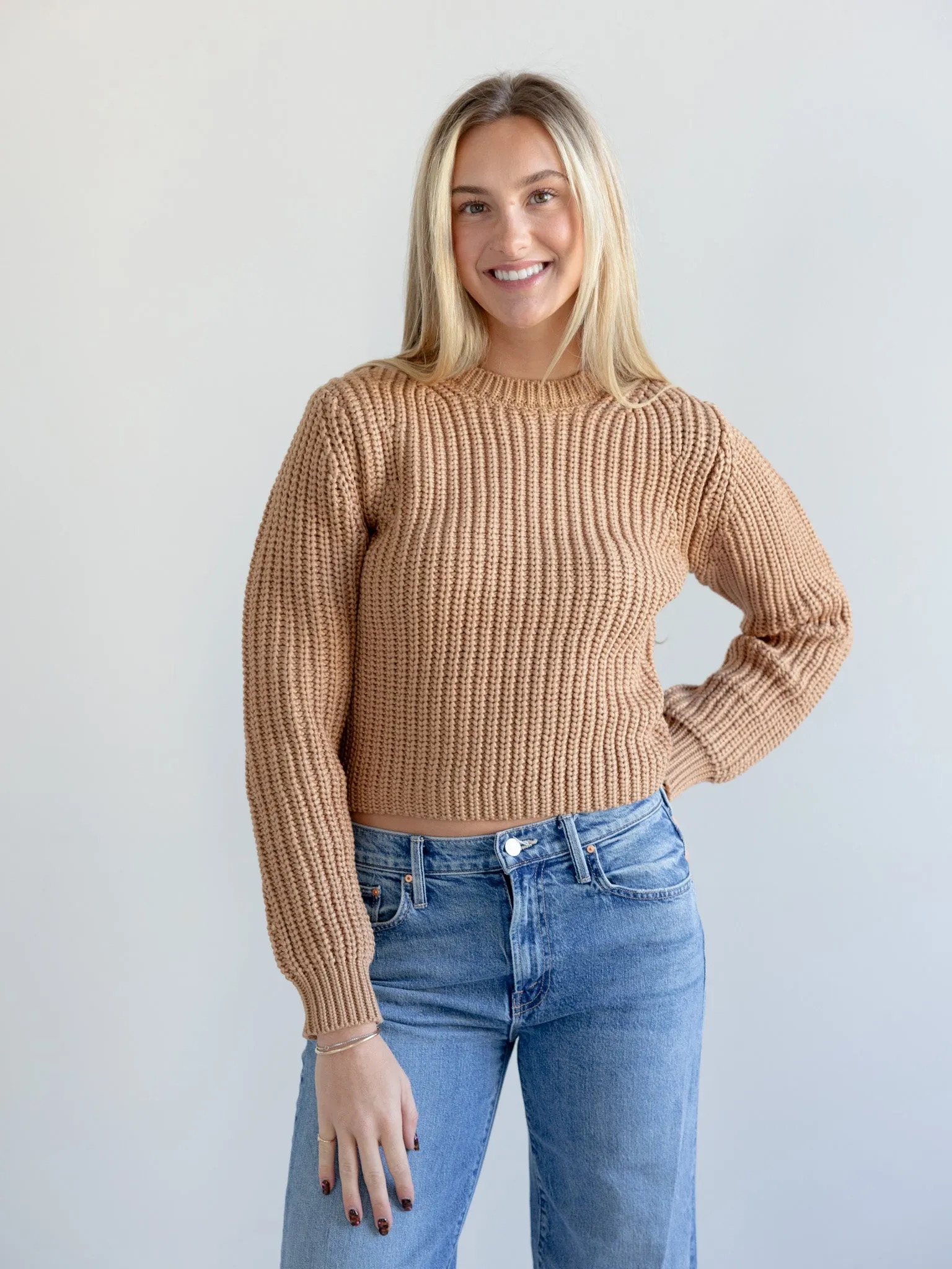Comfy Knit Layer Comfy Layered Wear Farrah Knit Sweater Camel
