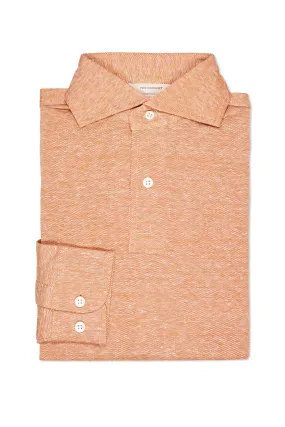 Wardrobe Staple The Armoury Persimmon Cotton/Linen Long Sleeve Spread Collar Polo