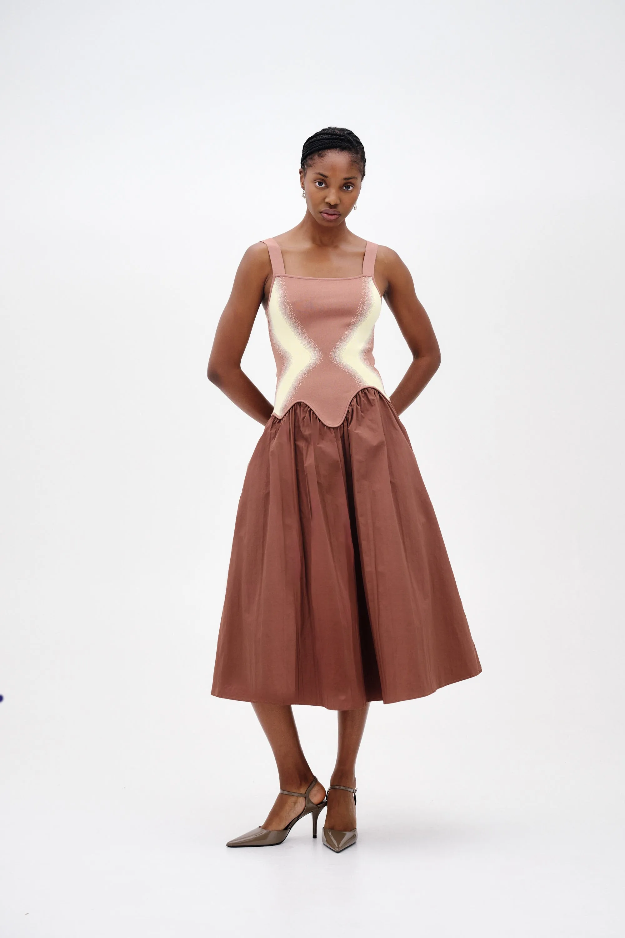 Sleek Waist MUSHU MIXED MEDIA TANK DRESS