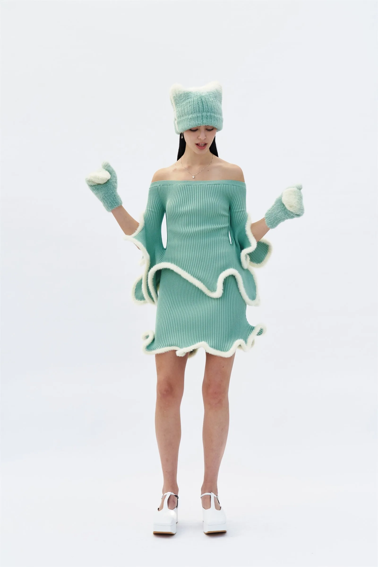 Body Ready Flexible Material DORI 3D WAVY MINI SKIRT