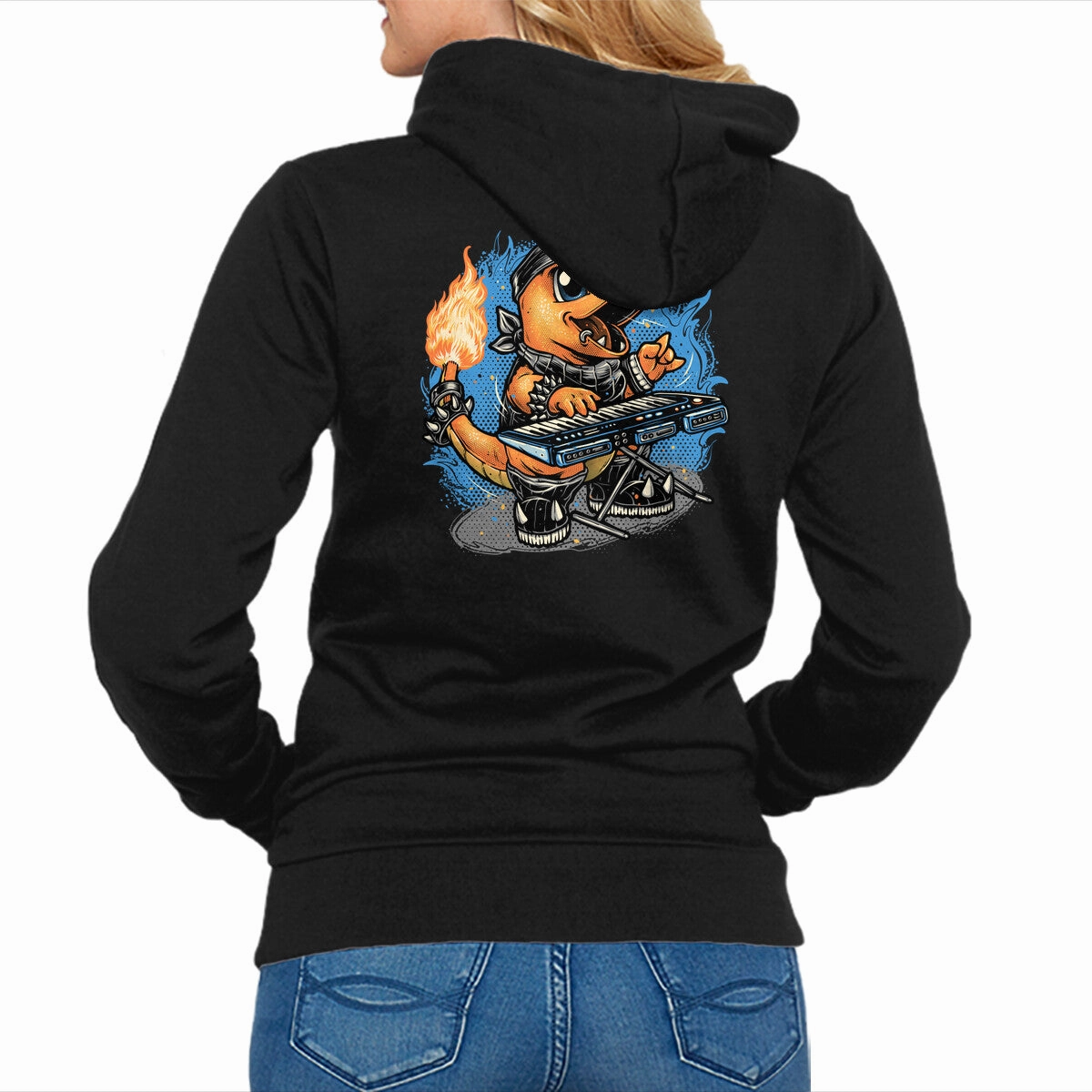 Casual Hoodie Style Flaming Rocker