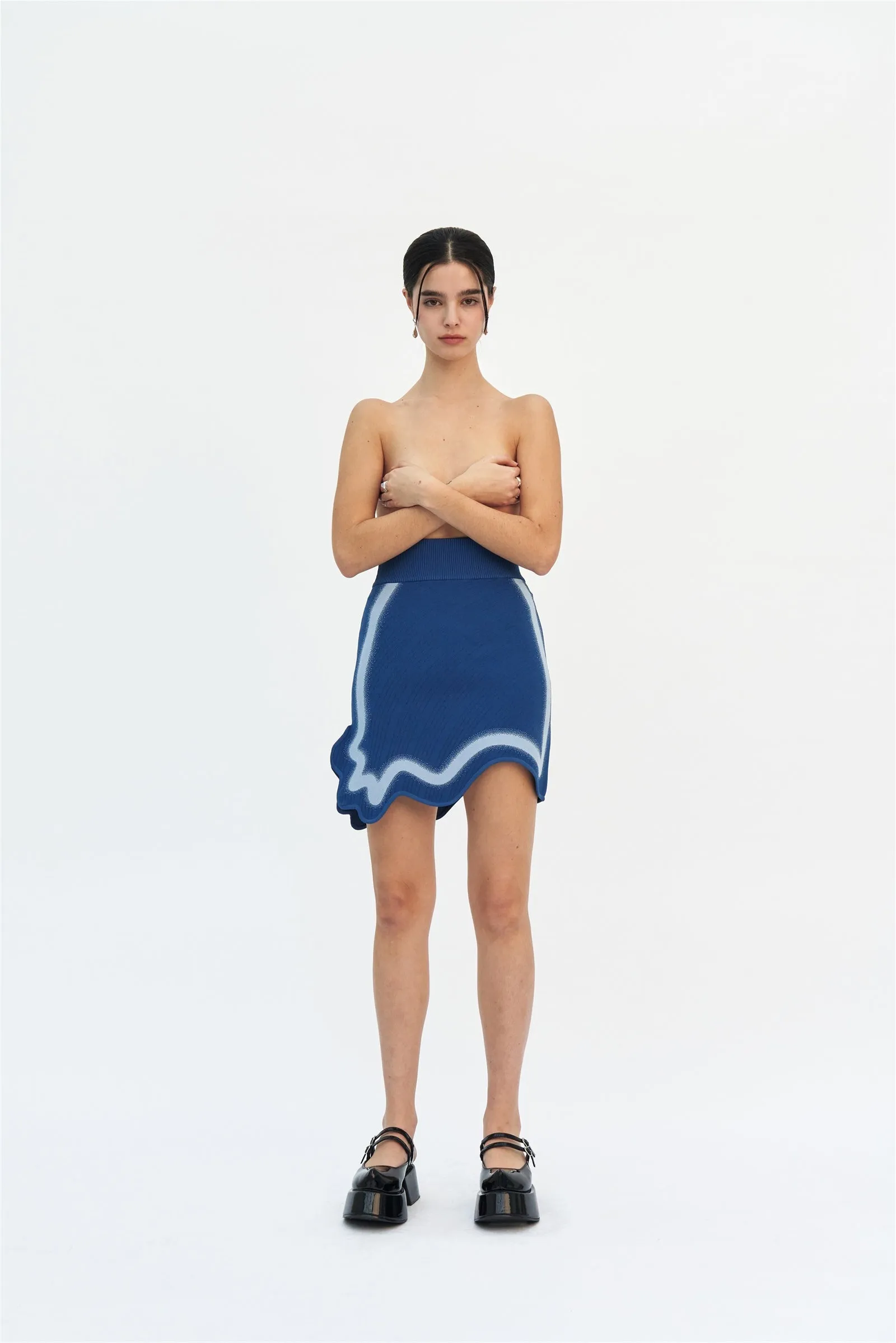 KATIE WAVY MINI SKIRT Decorative stitching