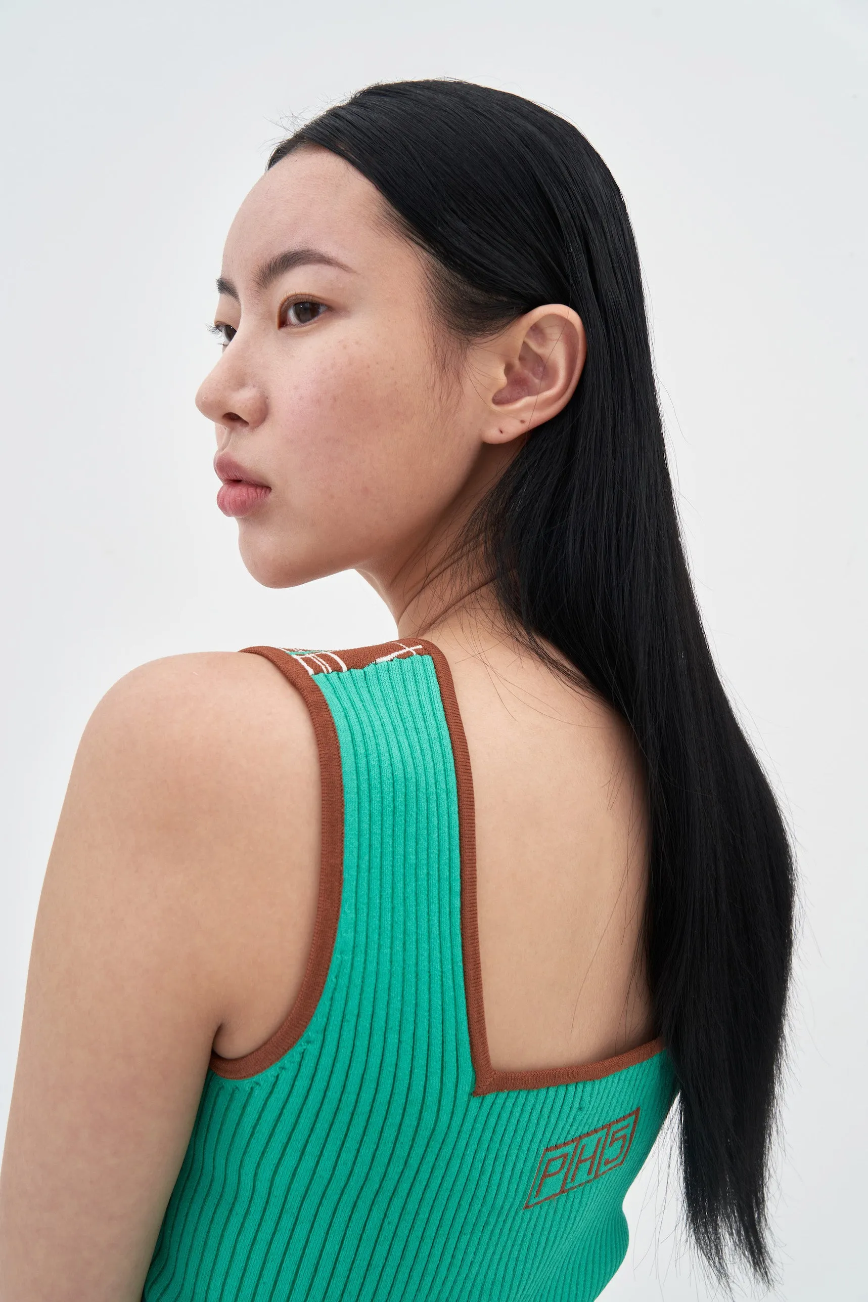 FREYA ECO PLAID TANK TOP DoubleStitchedSeams Hidden Button Placket