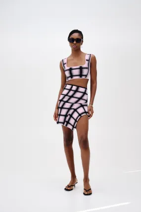 LIZZO UV REACTIVE MINI PLAID SKIRT Flexible Leg