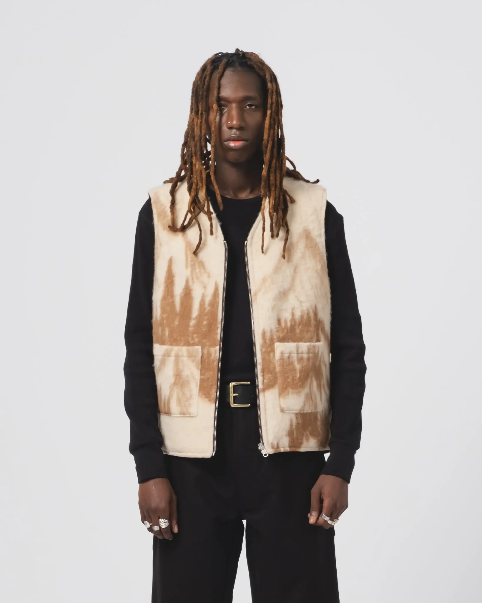 Thick Fabric Smooth Zipper Action Deck Vest Nebraska Cotton Black