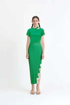 Loose Design Wear Resistant Fabric JELA PLEATED MIDI SKIRT WITH WAVY SIDE SLIT