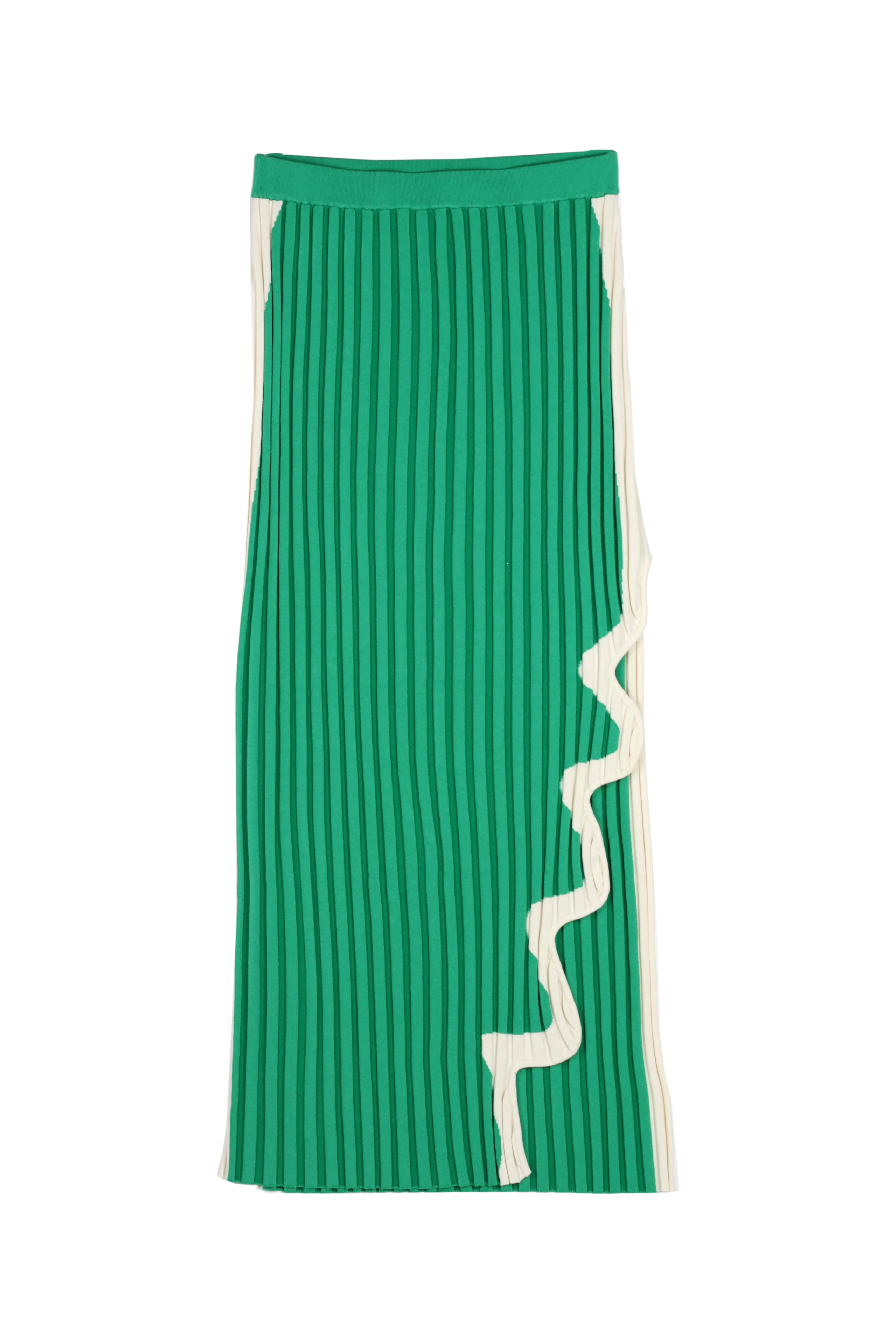 JELA PLEATED MIDI SKIRT WITH WAVY SIDE SLIT Comfortable Leg Movement Support