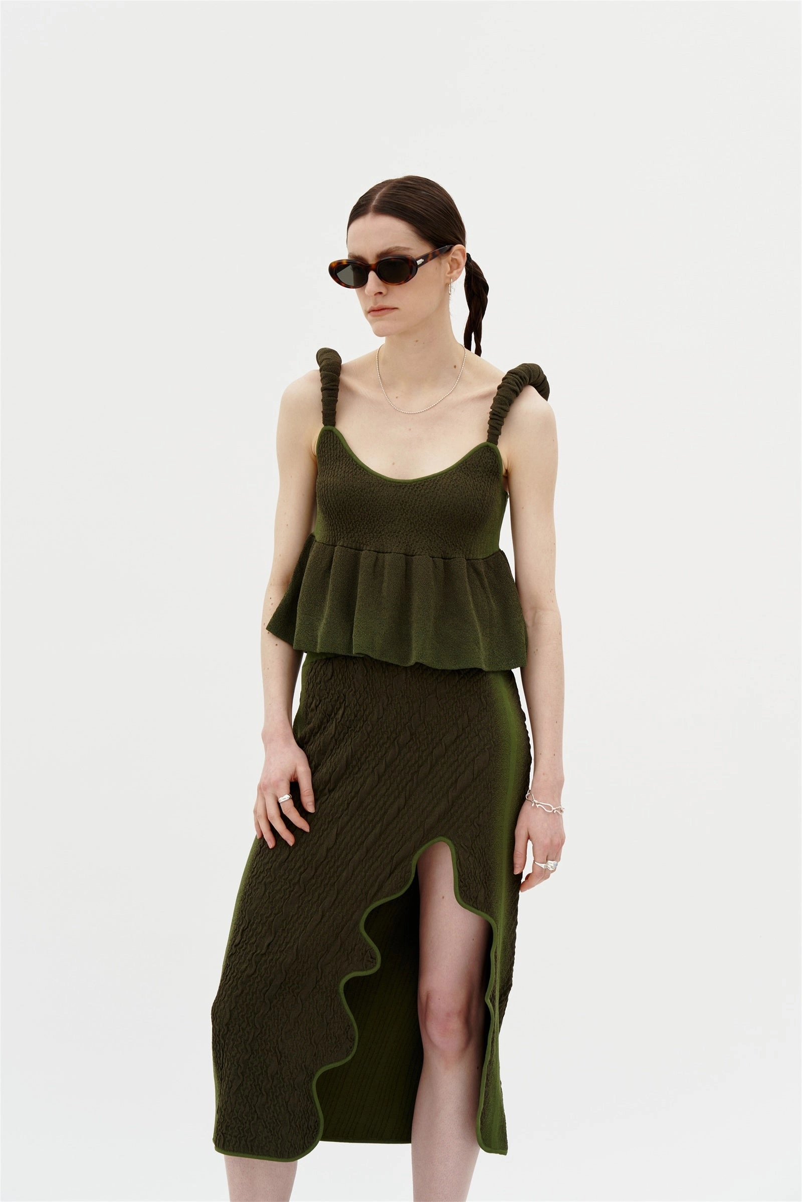 KIKO 3D BUBBLE TANK TOP ButtonFront Slim Fit Shirt