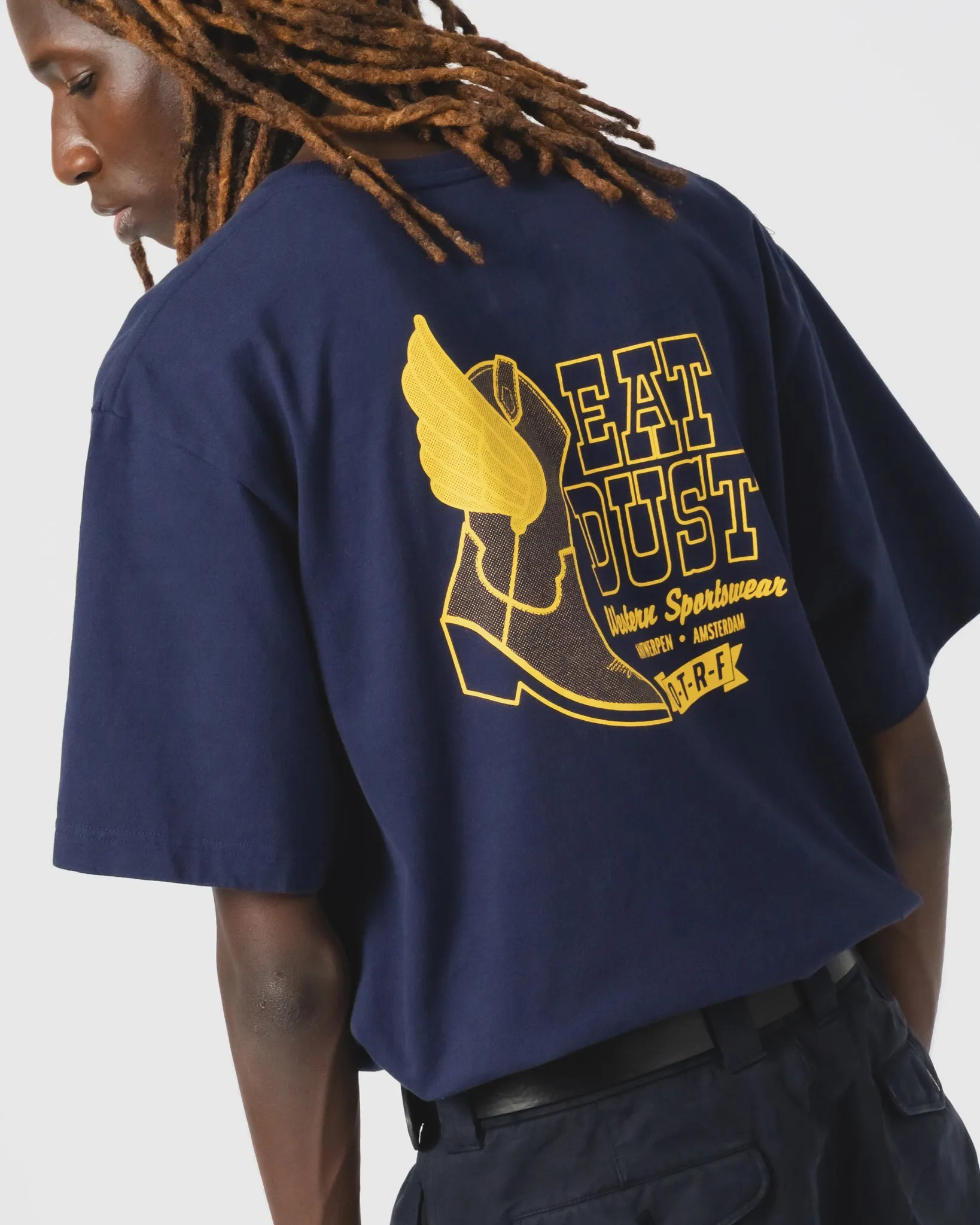 Flying Boots Tee Open End Indigo Holiday Style