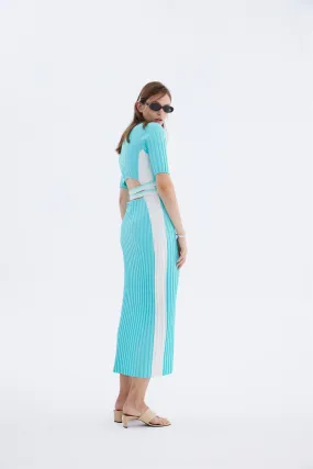 Luxe Mood JODIE PLEATED LONG DRESS WITH WAVY SIDE SLIT