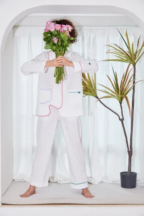 Chilly Weather Fit All Use WASABI COTTON PAJAMA SHIRT white