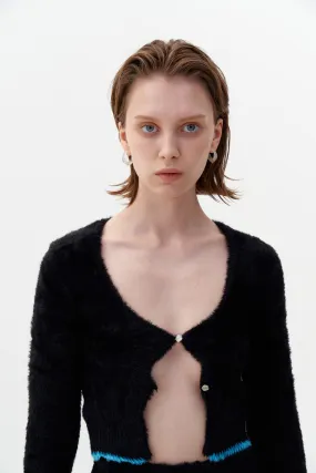 EUROPA ECO FAUX FUR CROPPED CARDIGAN Zip Pockets Adjustable Cuffs