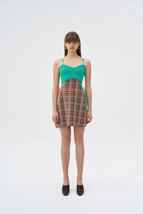Sheer Layer HARPER ECO PLAID MINI TANK DRESS