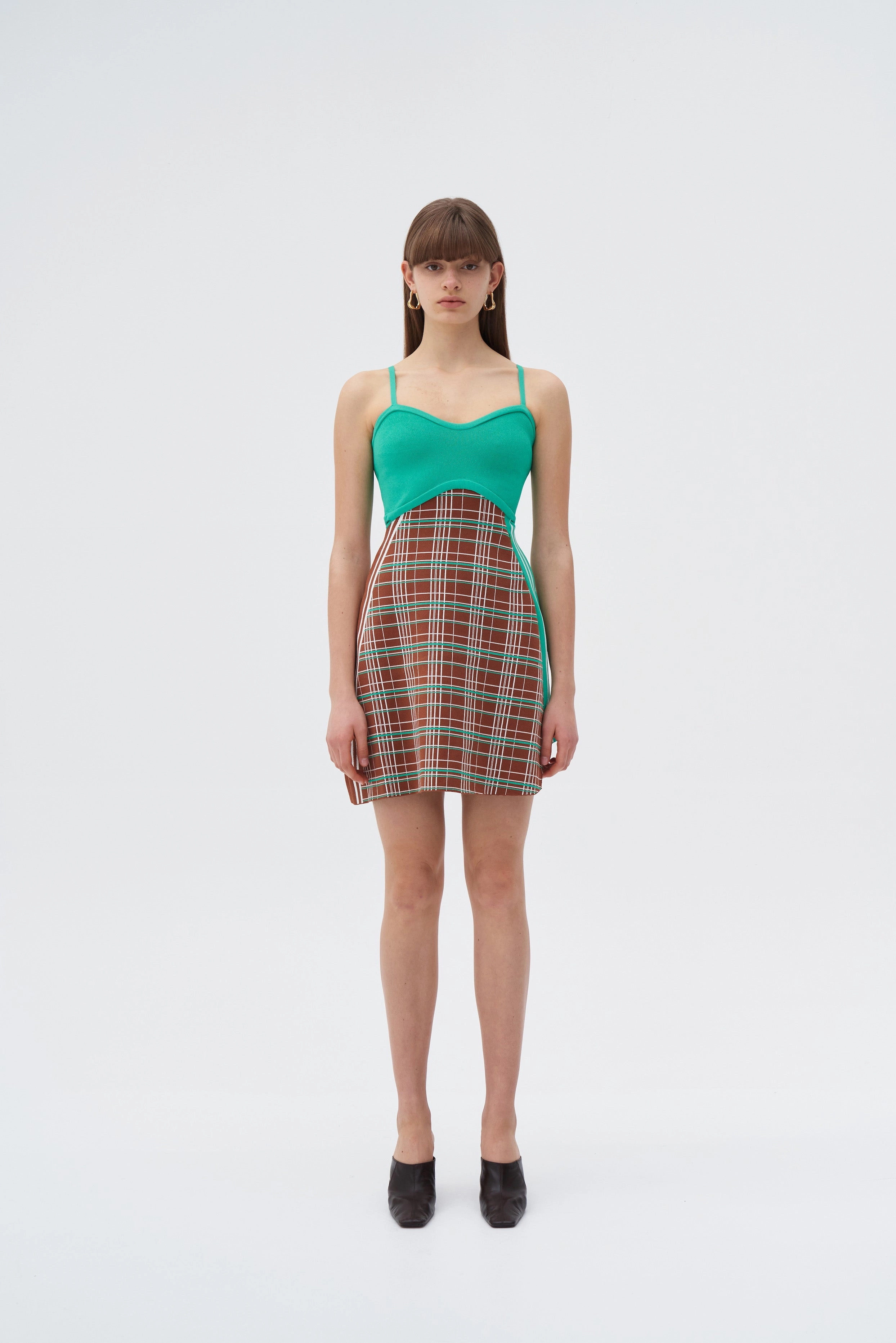 Sheer Layer HARPER ECO PLAID MINI TANK DRESS