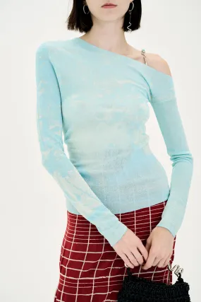 CAMELLIA DOG PRINT DROP SHOULDER LONG SLEEVE PULLOVER Ultra Soft Texture Reinforced Stitching