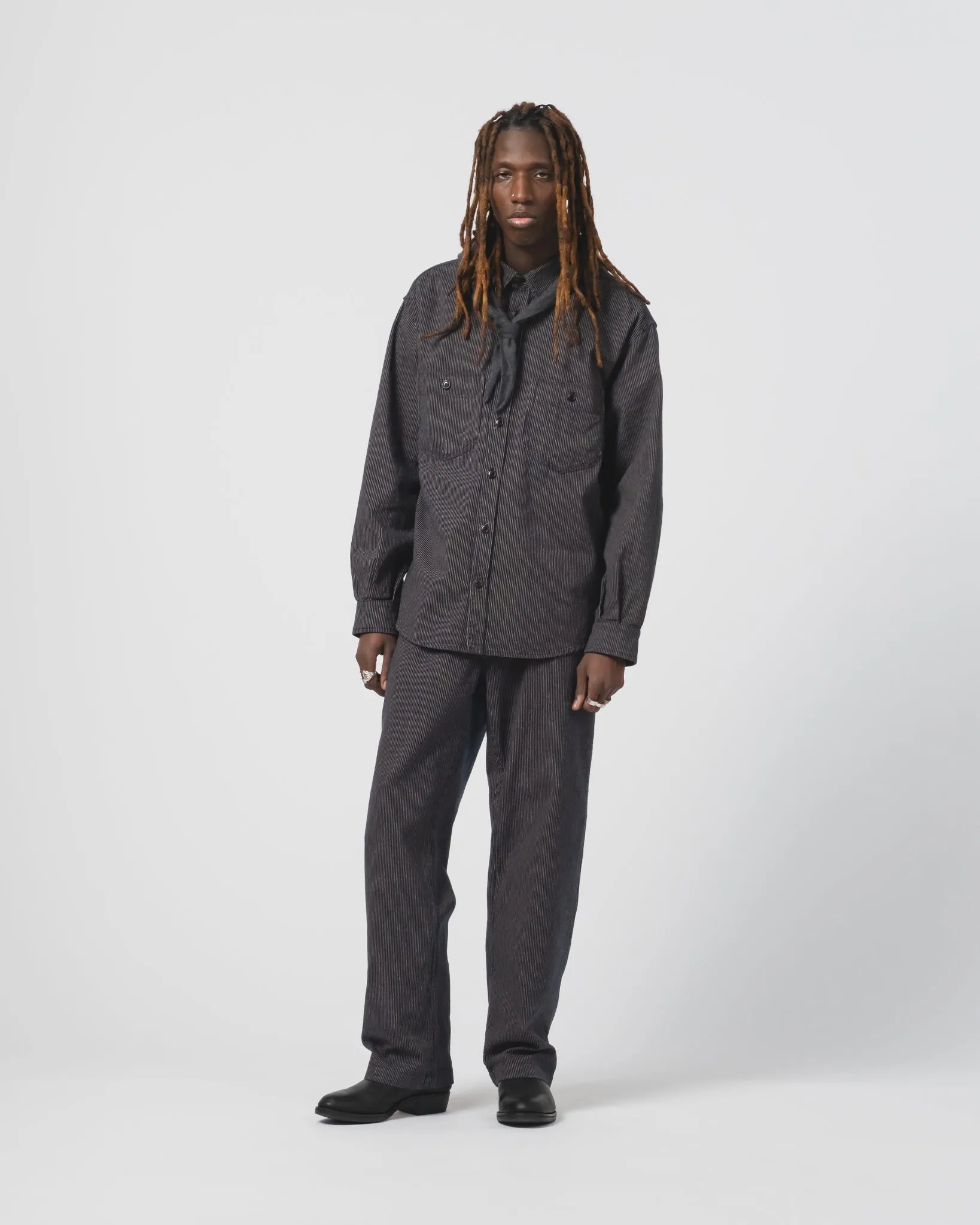 Denim finish clean design Frisco Chino Boro Stripes Navy/Ecru