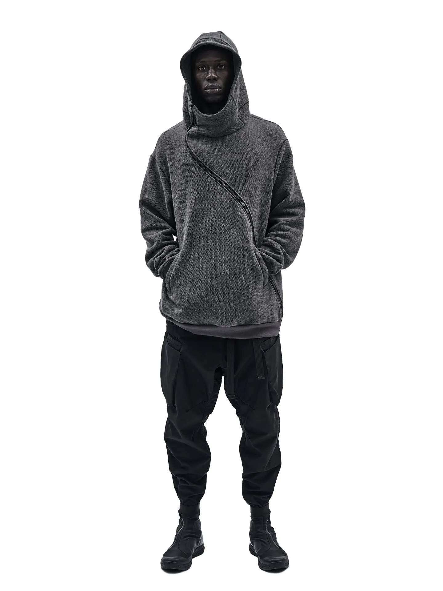 gurutze hoodie cold dyed grey product tweed warmth