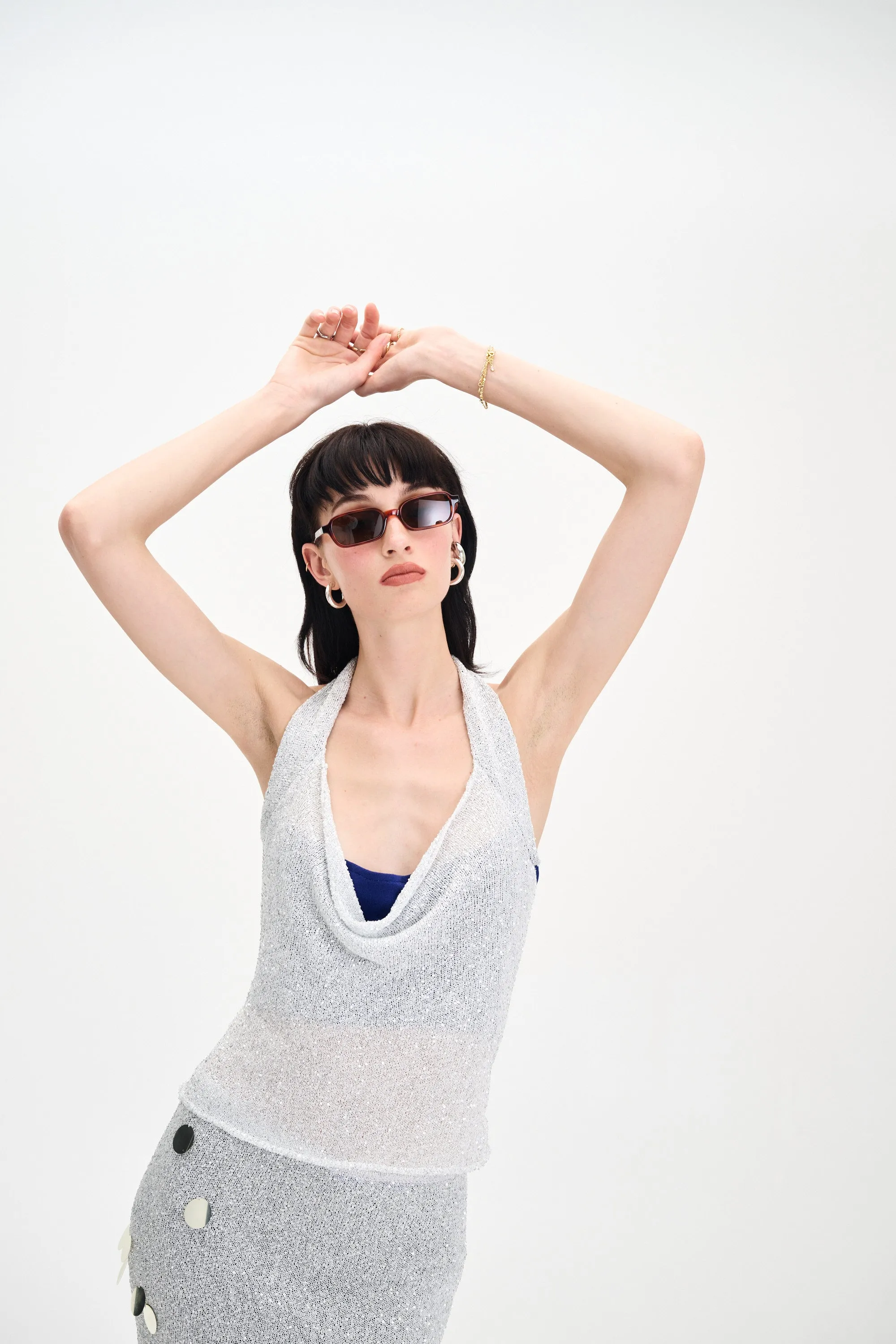 ELEKTRA SEQUINS HALTER TOP NonIrritating Seams