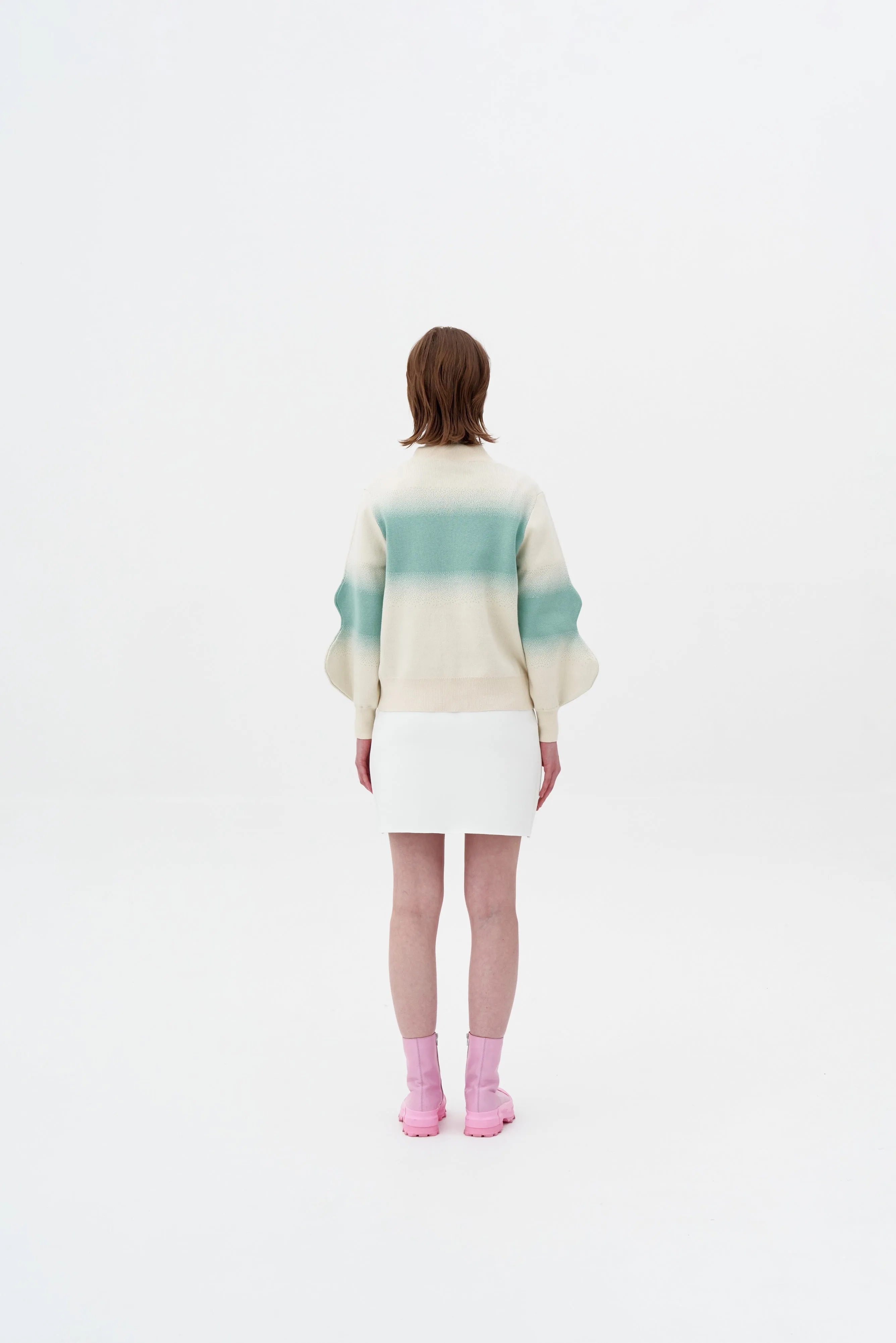 SINOPE "SPRAY PAINTED" MOCKNECK WITH WAVY SLEEVES Hypoallergenic Inner Layer