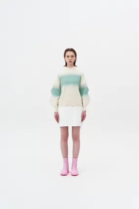 SINOPE "SPRAY PAINTED" MOCKNECK WITH WAVY SLEEVES SublimatedPrint Casual Blouse