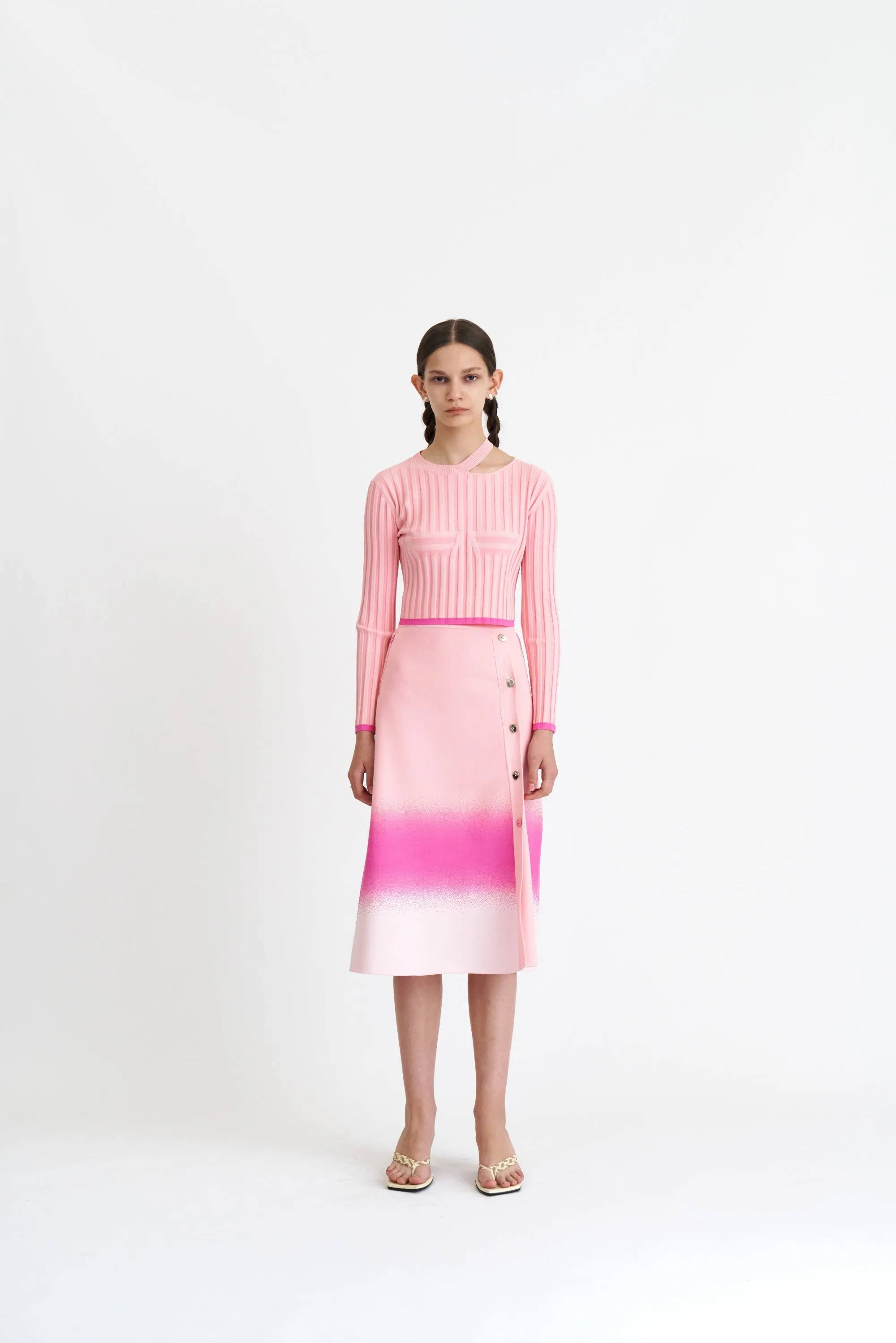 VENUS LONG SLEEVE CROPPED TOP Weighted Hem Erasable Surface Coating