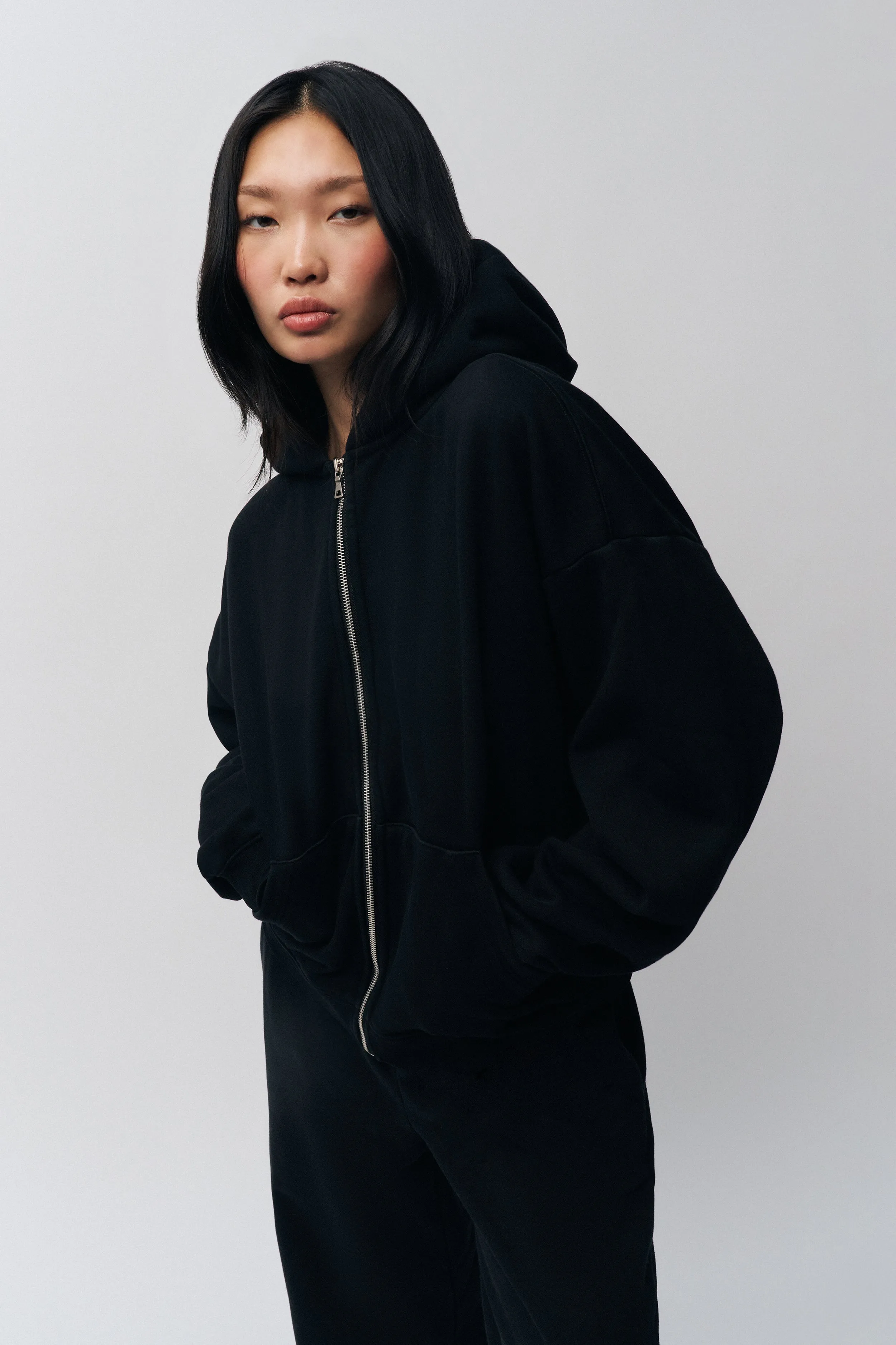 Zip Up Hoodie Luxe Touch Snug Knit