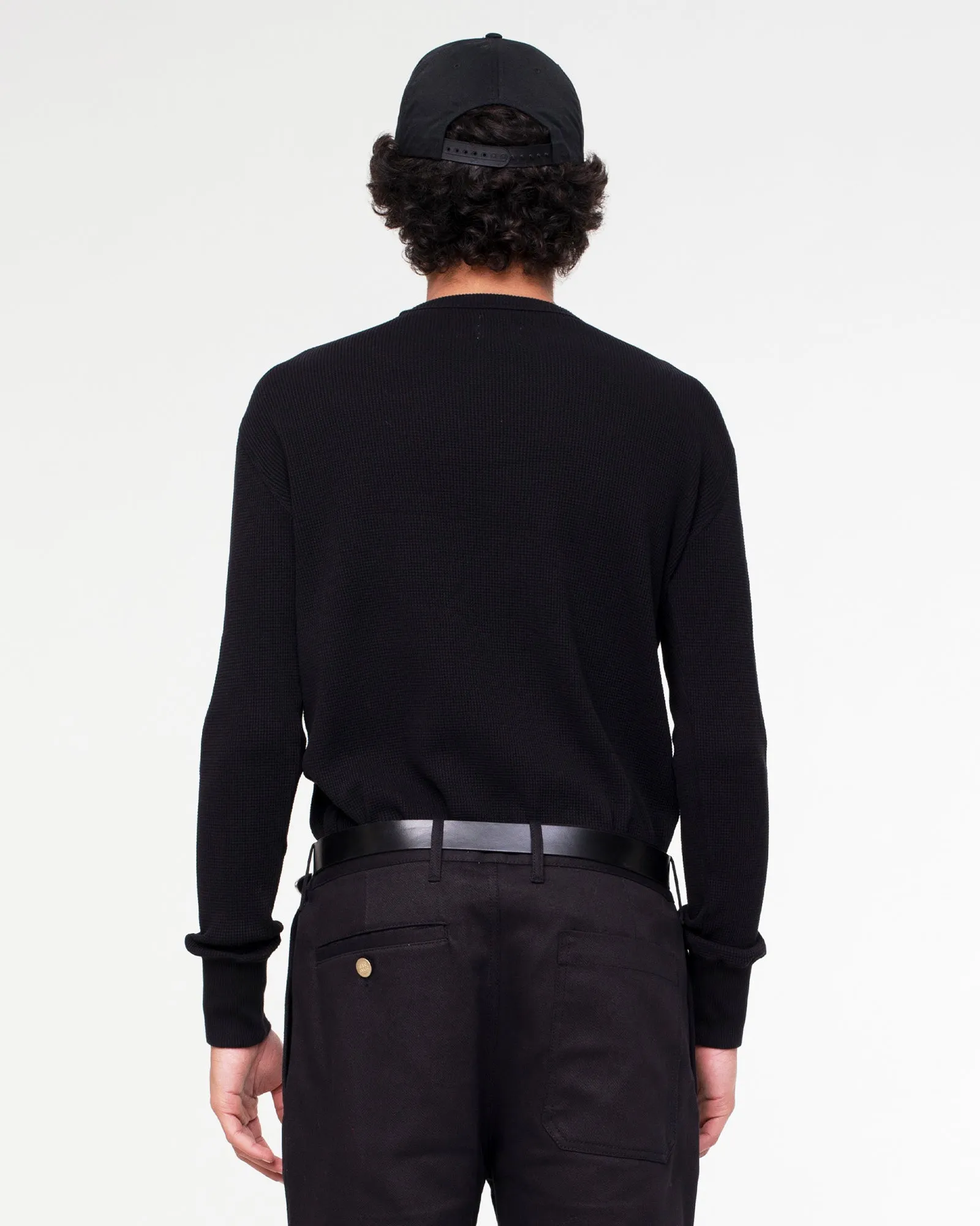 L/S Thermo Waffle T Jersey Black RibbedNeckBanding