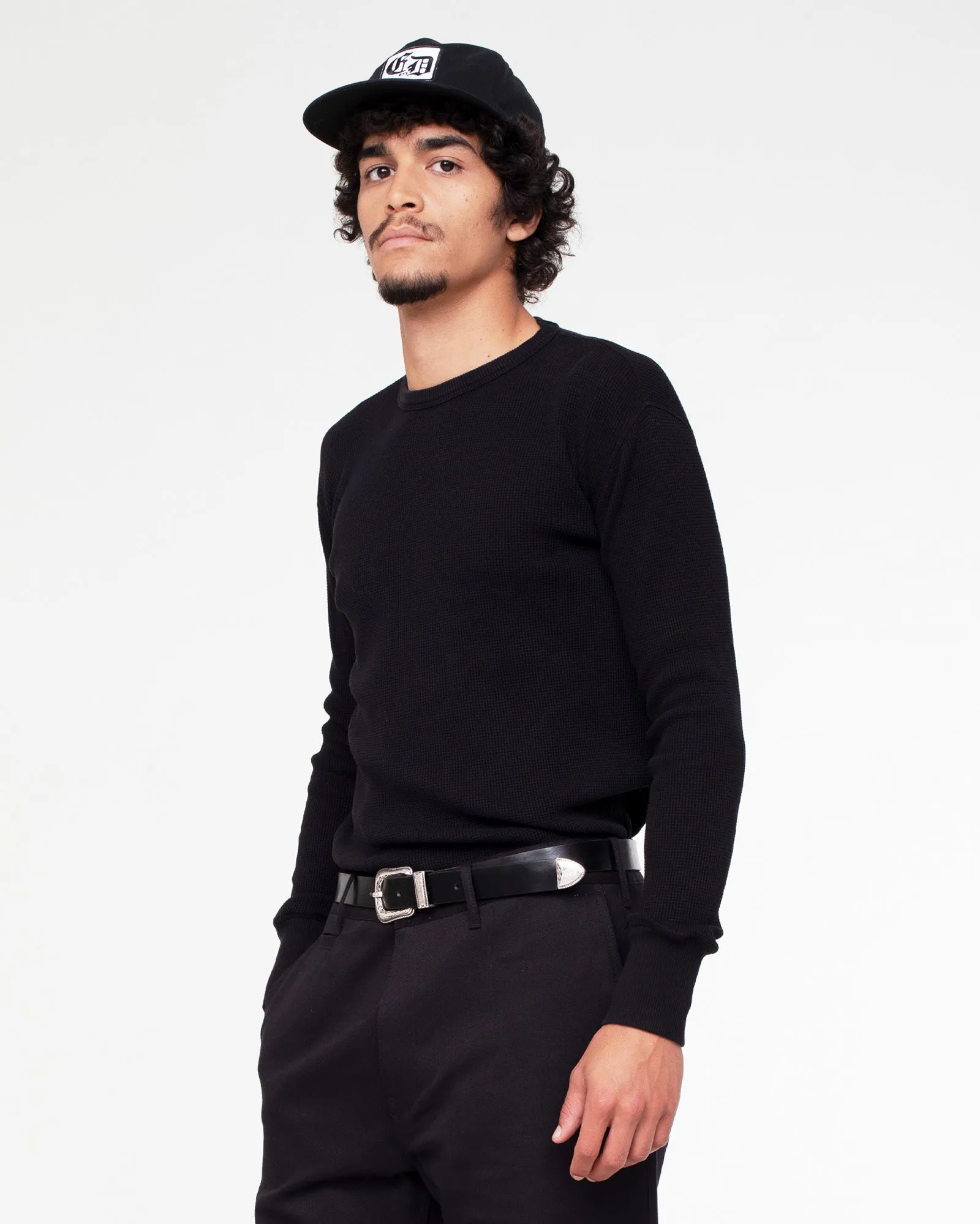 L/S Thermo Waffle T Jersey Black Soft Touch