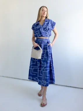 Geometric Midi Skirt Unique Feature Flow Look