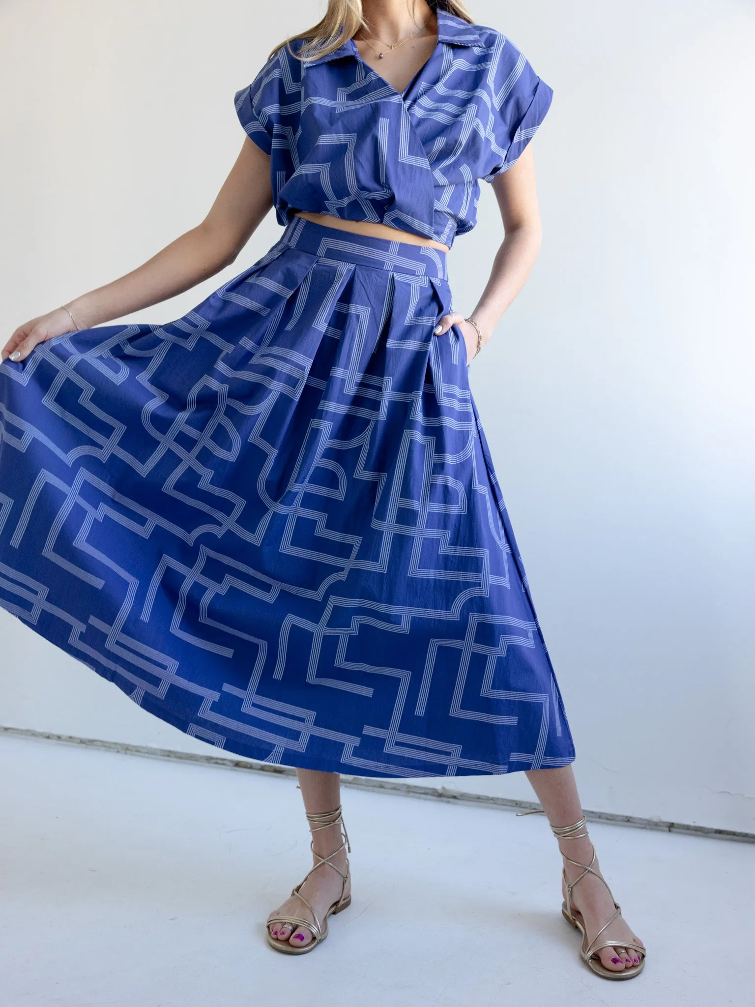 Geometric Midi Skirt Wrinkle Resistant Finish Bestseller Item