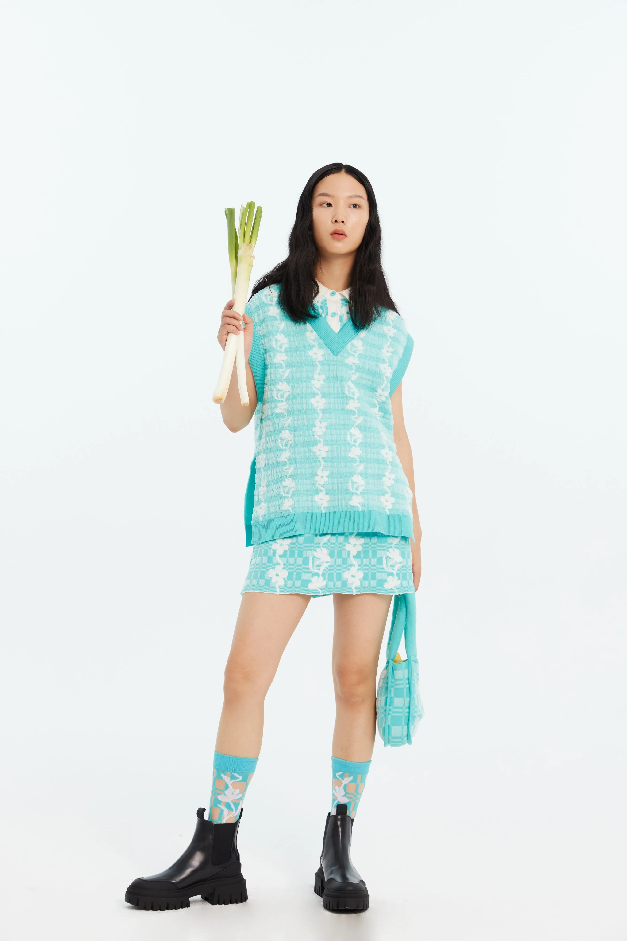 MinimalistAesthetic Durable Reinforced Elbow Patches GERRY OVERSIZED FLORAL STITCH ECO VEST