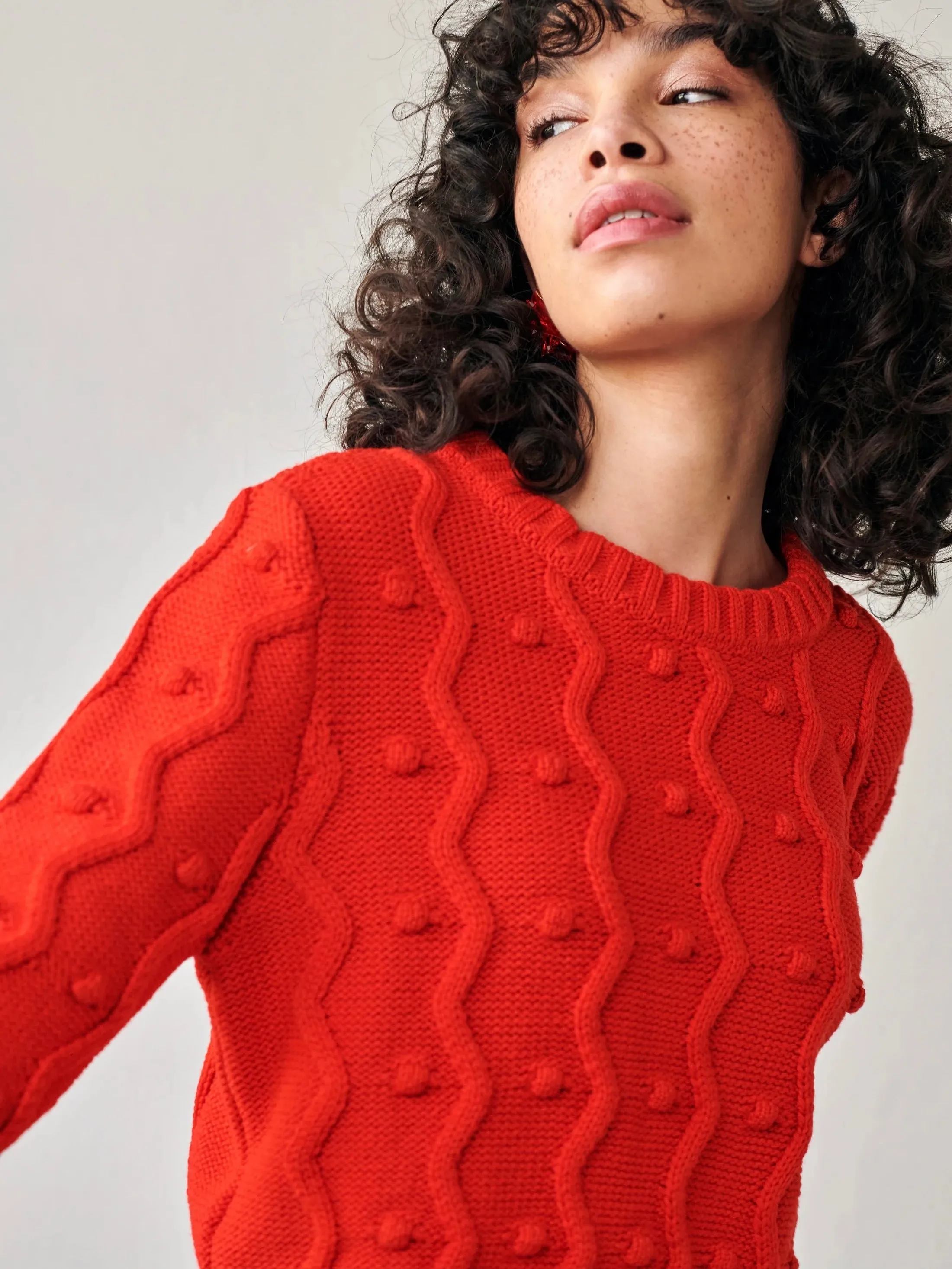 Long Lasting Elasticity GiGi Bubble Sweater Red