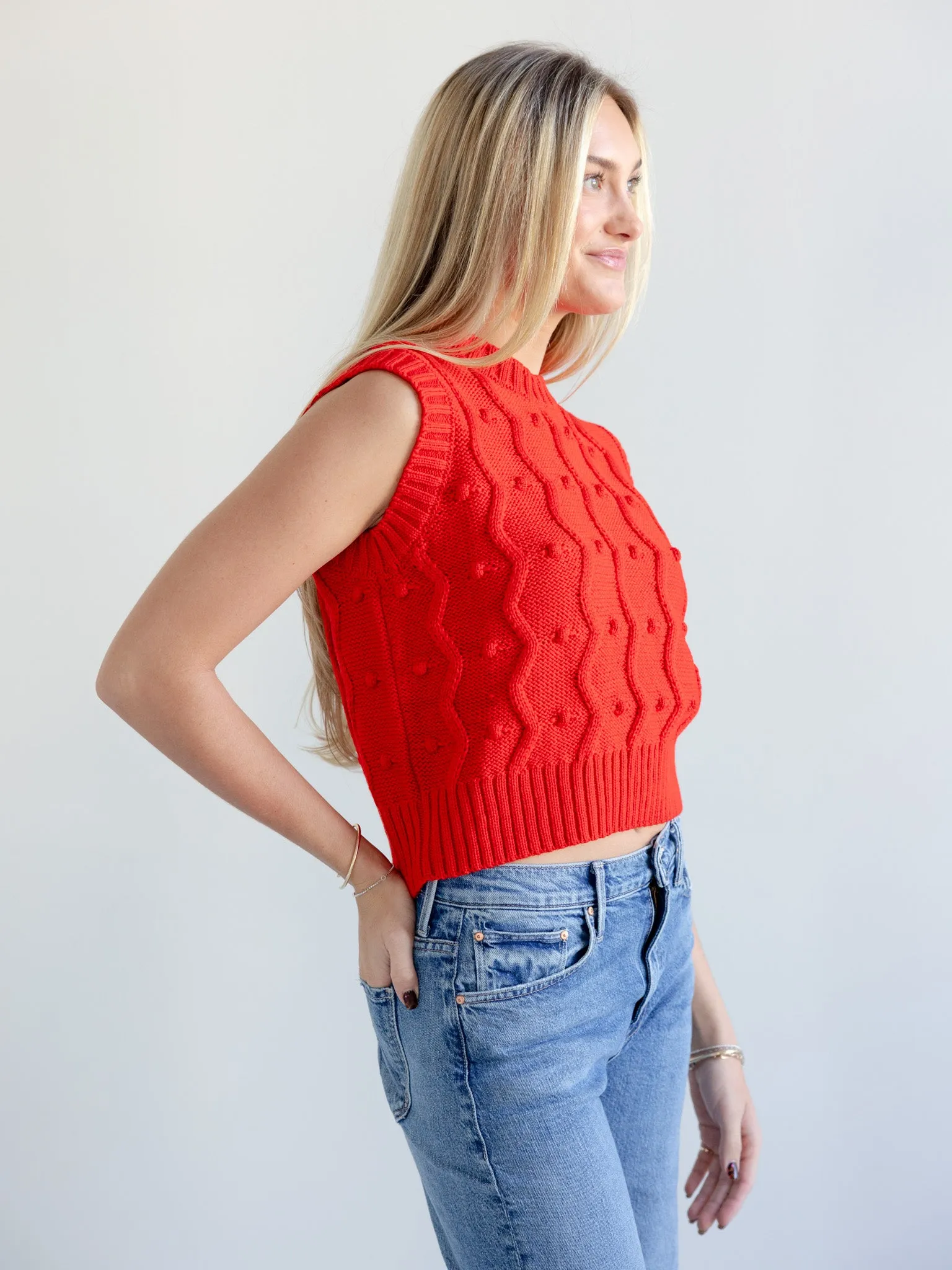 GiGi Bubble Vest in Red Warm Fit Chilly Chic