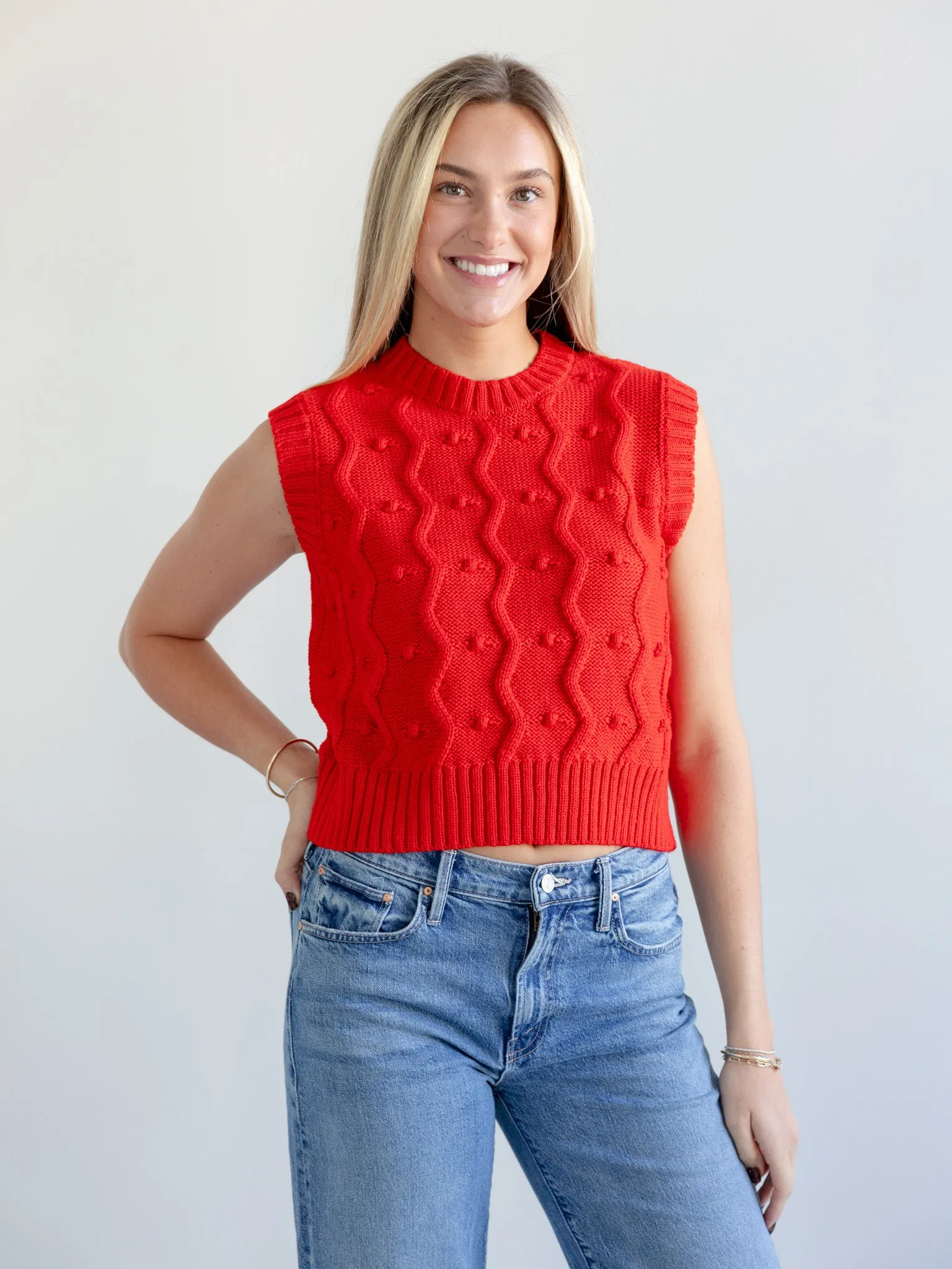 Loose Weave Quick Dry Wear GiGi Bubble Vest in Red