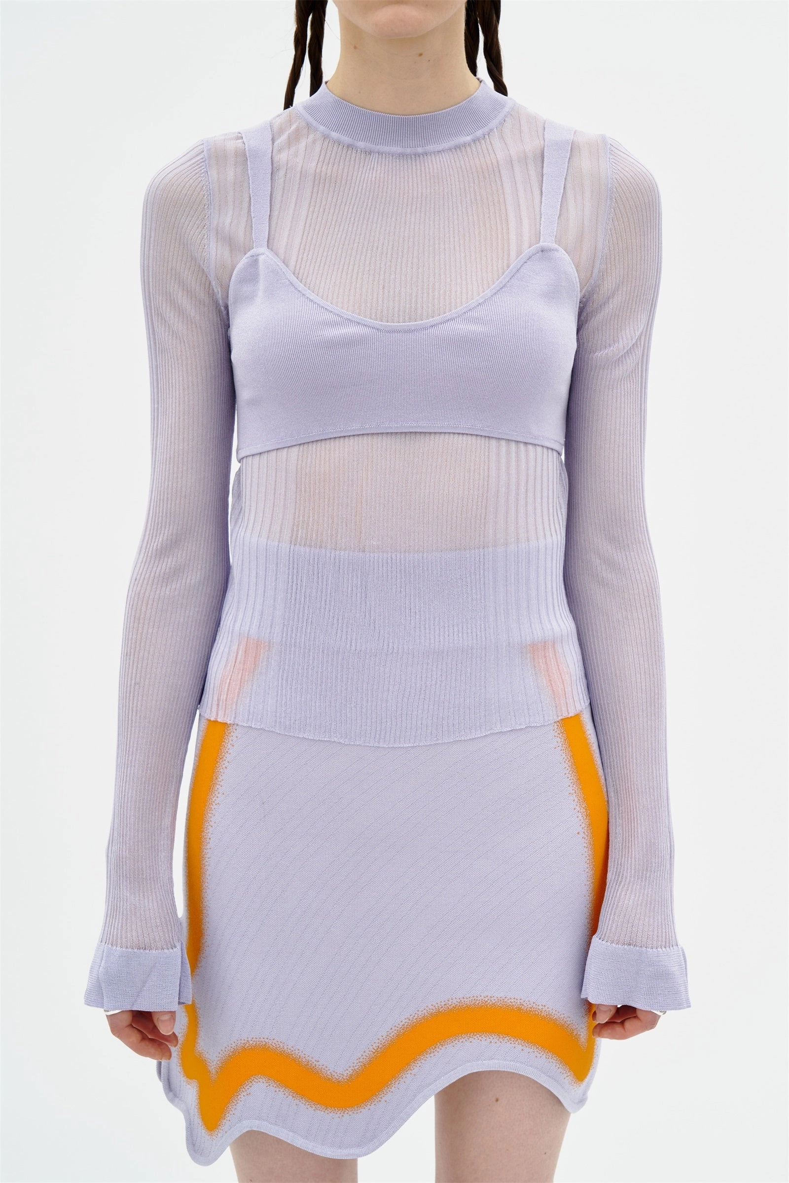 Anti Static Treatment GILLIAN LONG SLEEVE CROPPED TOP WITH REMOVEABLE BRA