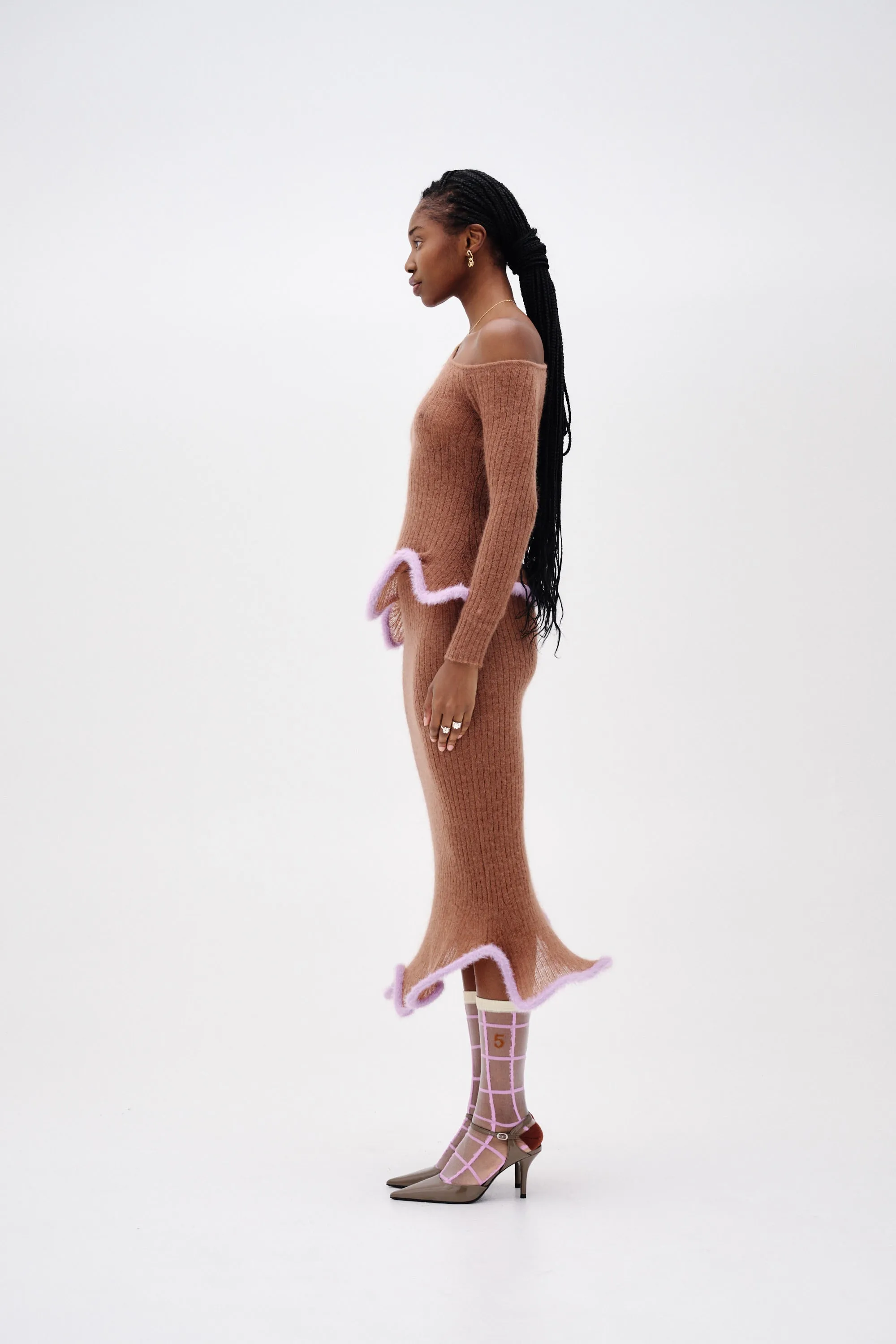 GINNY ALPACA WAVY MIDI SKIRT Casual Active Wide-leg cut