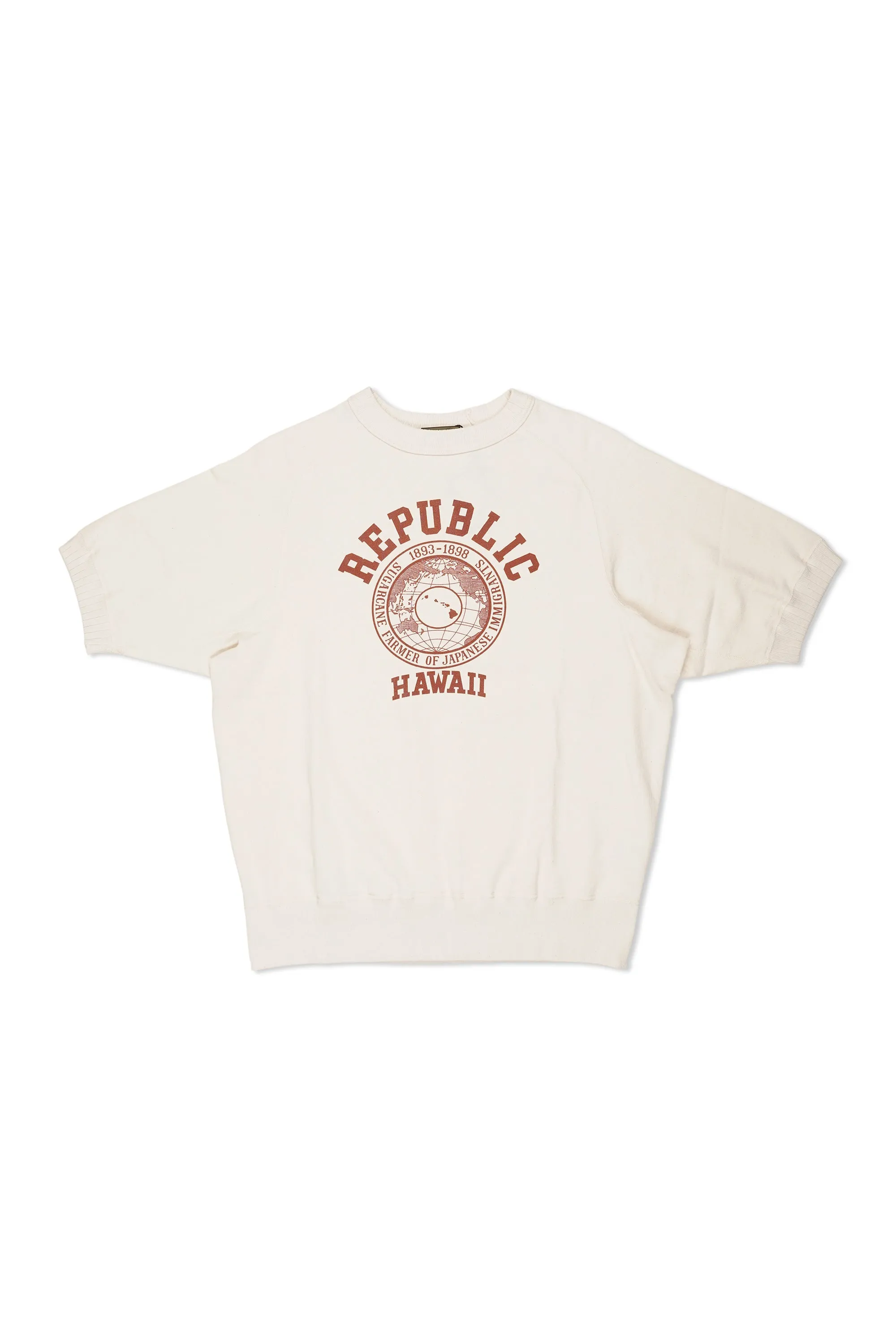 Gym Companion Nigel Cabourn Ivory Cotton Print Short Sleeve Sweatshirt